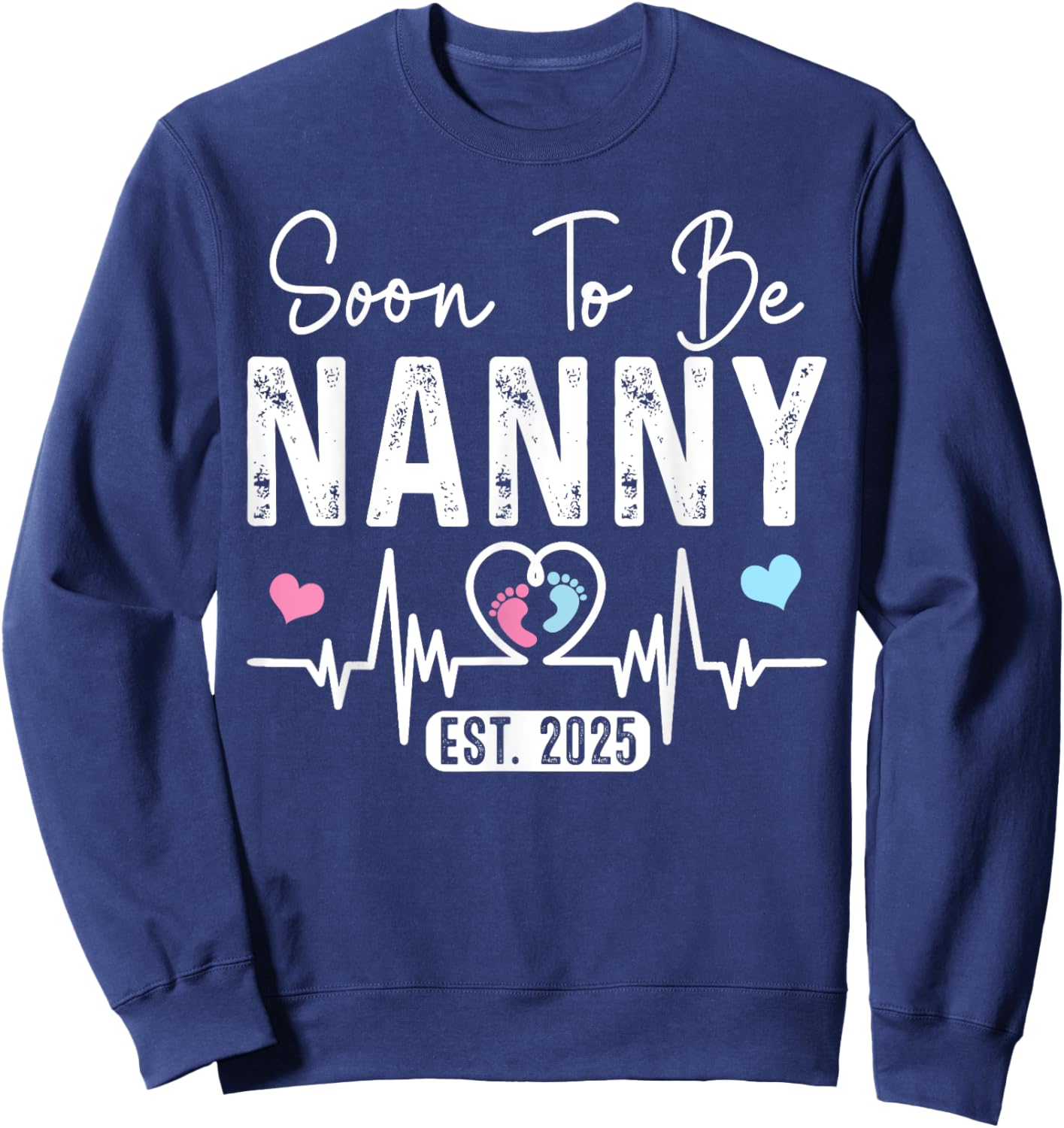 Vintage Soon To Be Nanny Est. 2025 New Nanny Sweatshirt - Sweatshirt | Navy