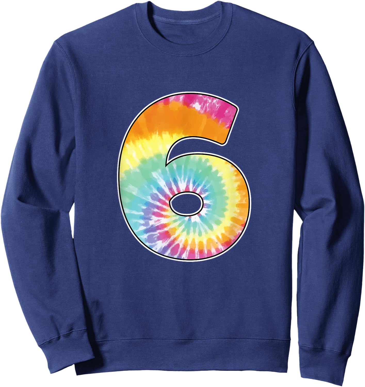Number 6 Team Event Shirt or Age 6 Birthday Tie Dye Gift Sweatshirt - Sweatshirt | Navy