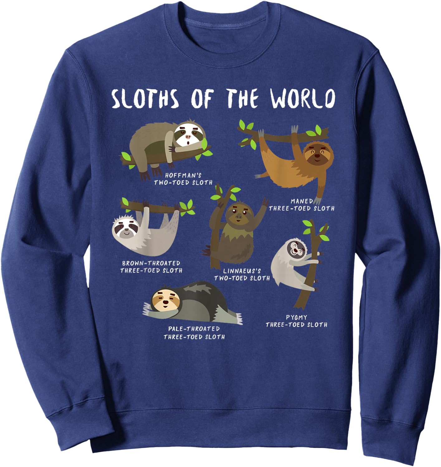 Kids Youth Boys Sloth Animal Design Themed - Types of Sloths Sweatshirt - Sweatshirt | Navy
