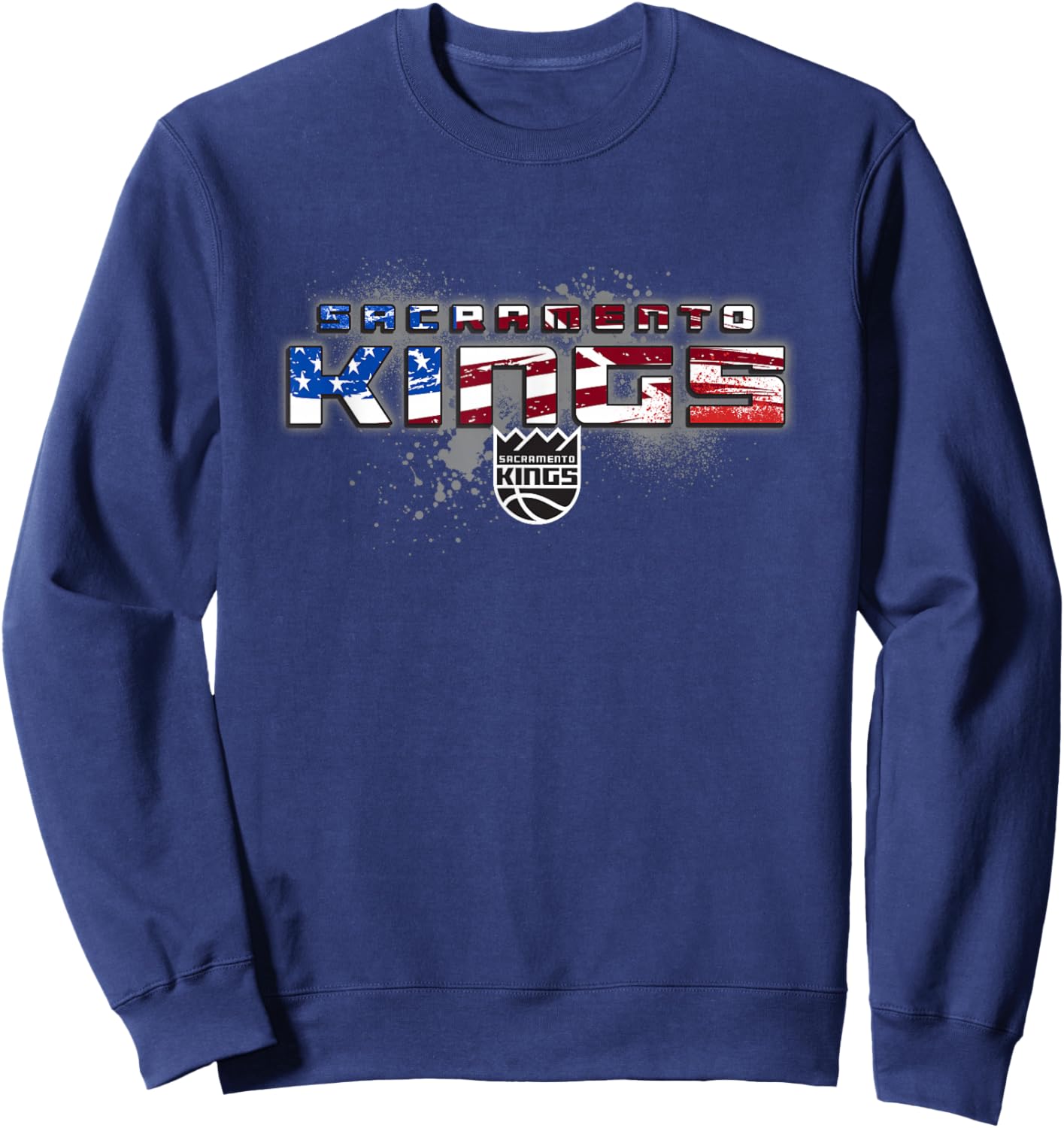 NBA Sacramento Kings American Flag Distressed Paint Spill Sweatshirt - Sweatshirt | Navy