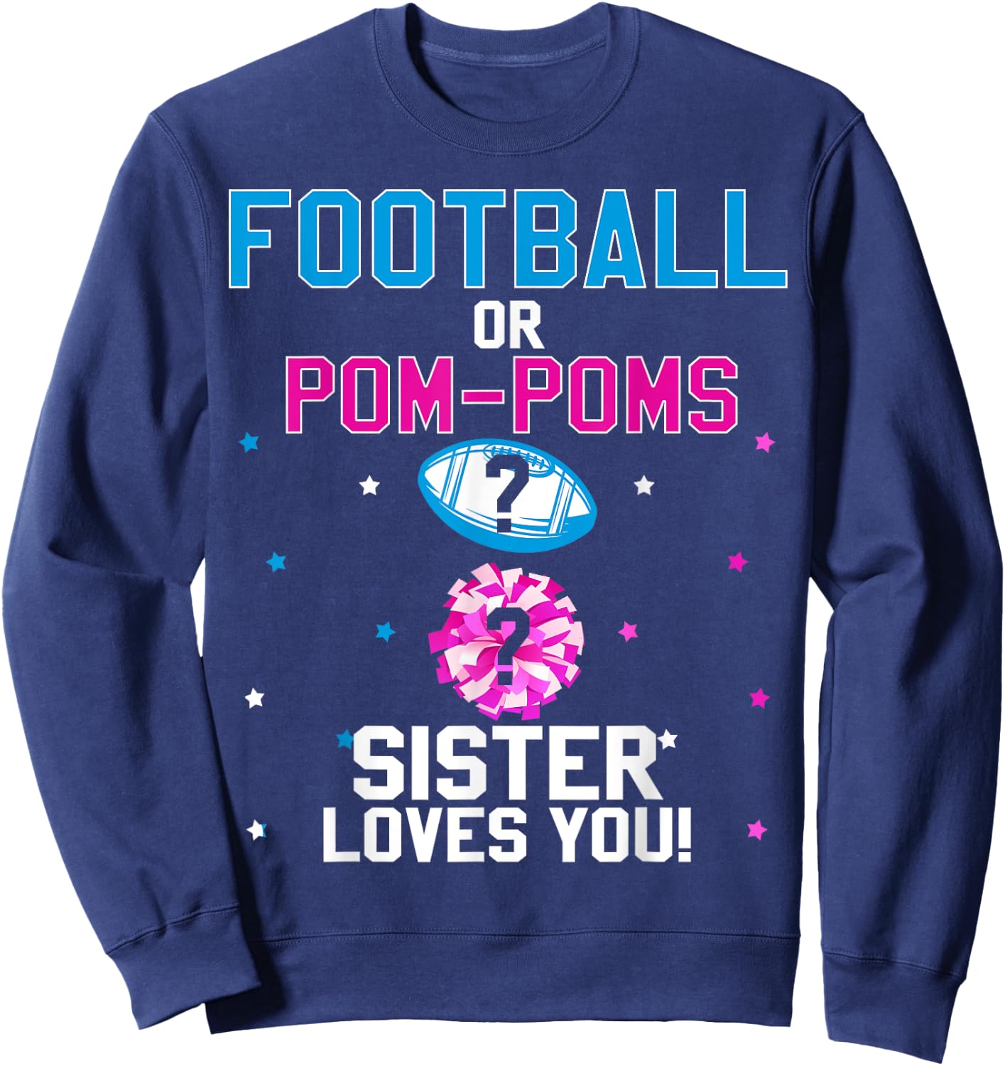 Football or Pom Poms Cheerleader Sister Loves You Baby Sweatshirt - Sweatshirt | Navy