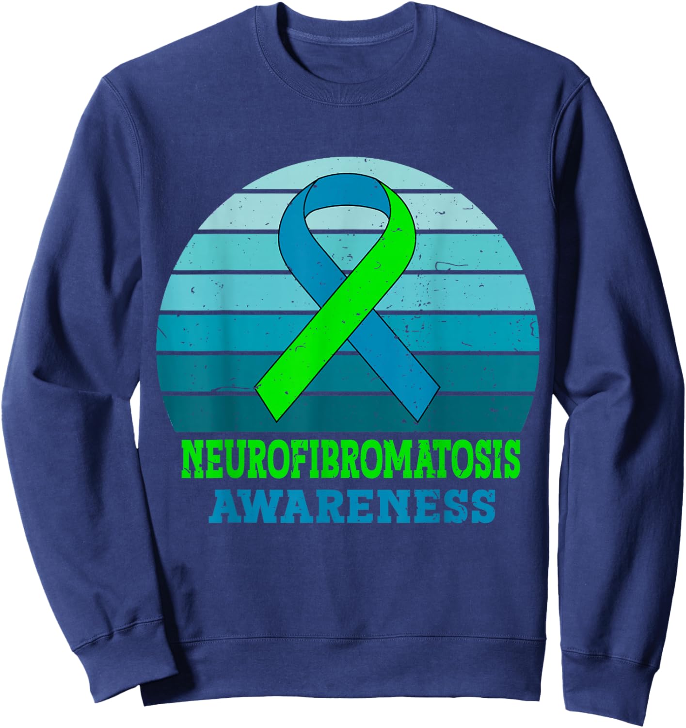 Green Ribbon NF1 Neurofibromatosis Awareness Vintage NF Sweatshirt - Sweatshirt | Navy