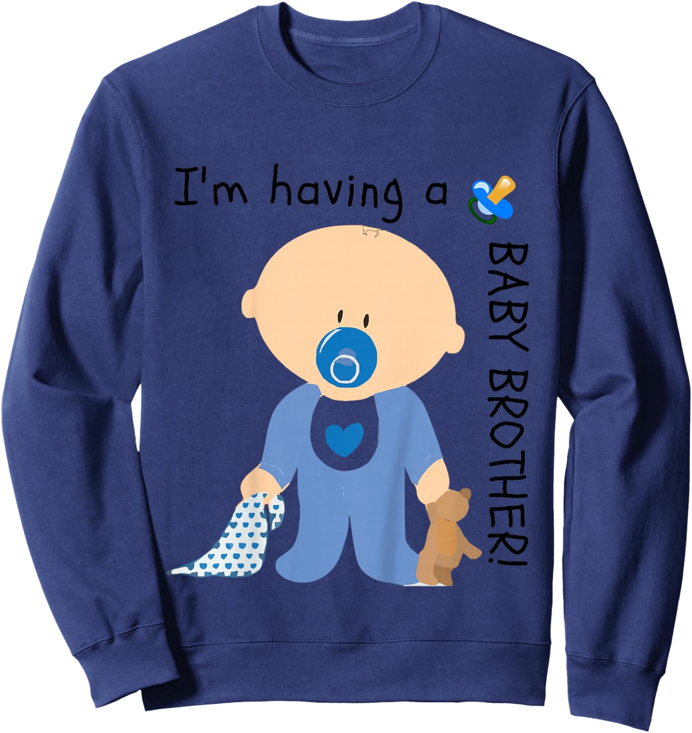 Kids Baby Brother Sibling Pregnancy Gender Reveal Announcement Sweatshirt - Sweatshirt | Navy