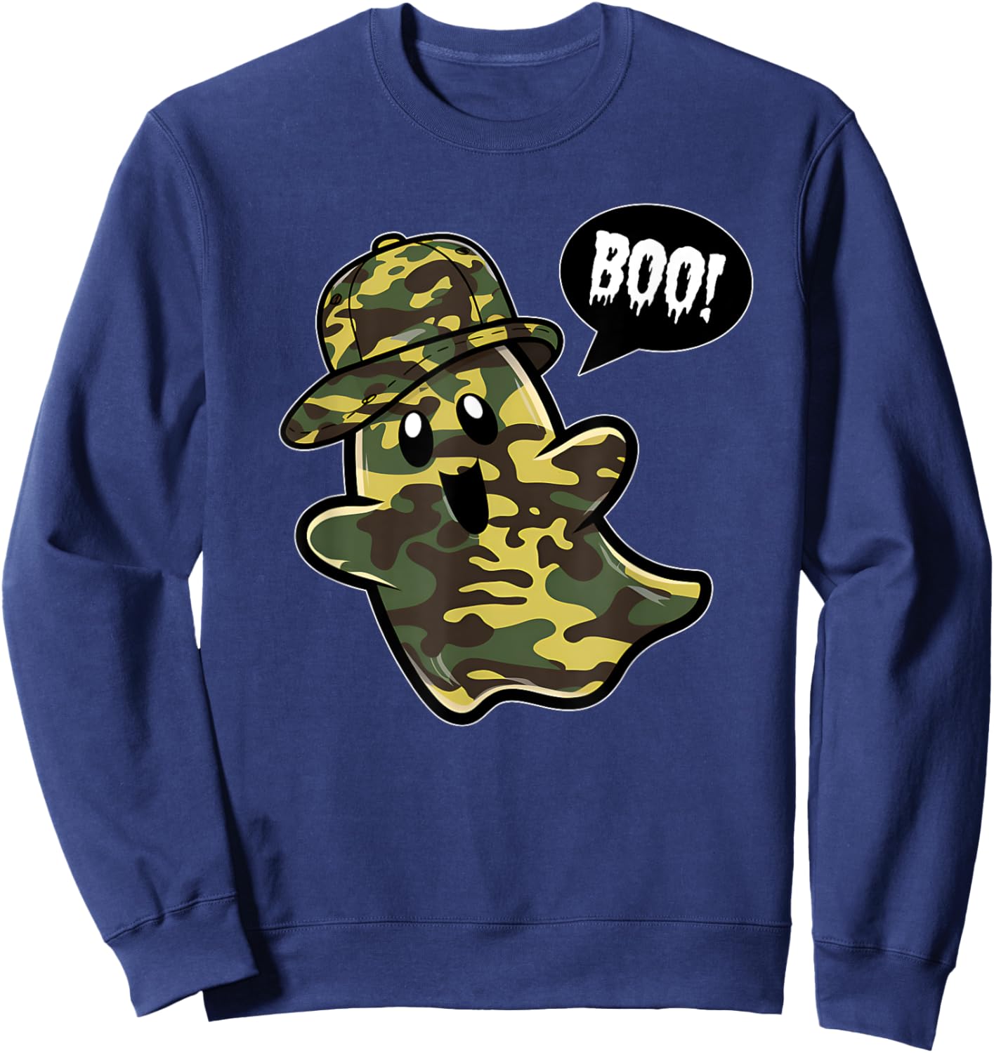 Funny Hello Hunting Season Halloween Camouflage Camo Ghost Sweatshirt - Sweatshirt | Navy