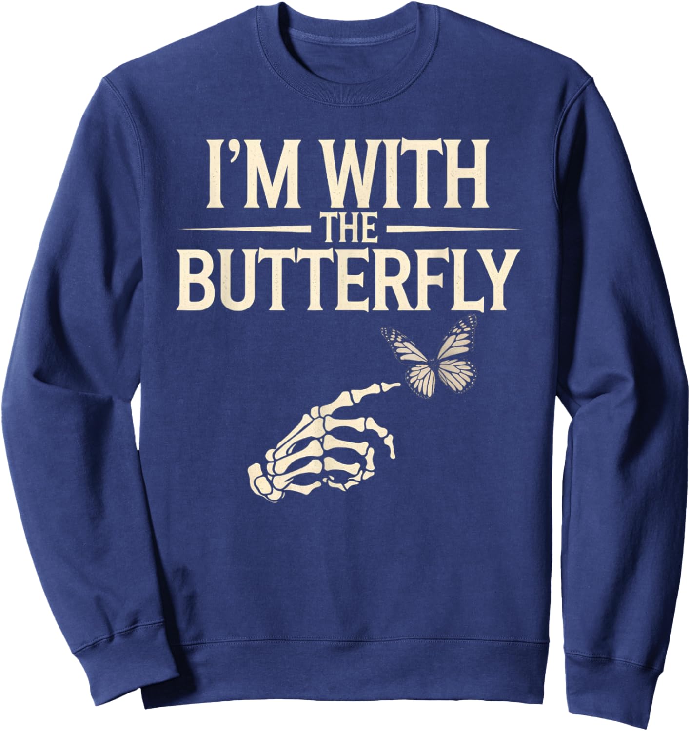 I'm With Butterfly Halloween Costume Couples Matching Gifts Sweatshirt - Sweatshirt | Navy