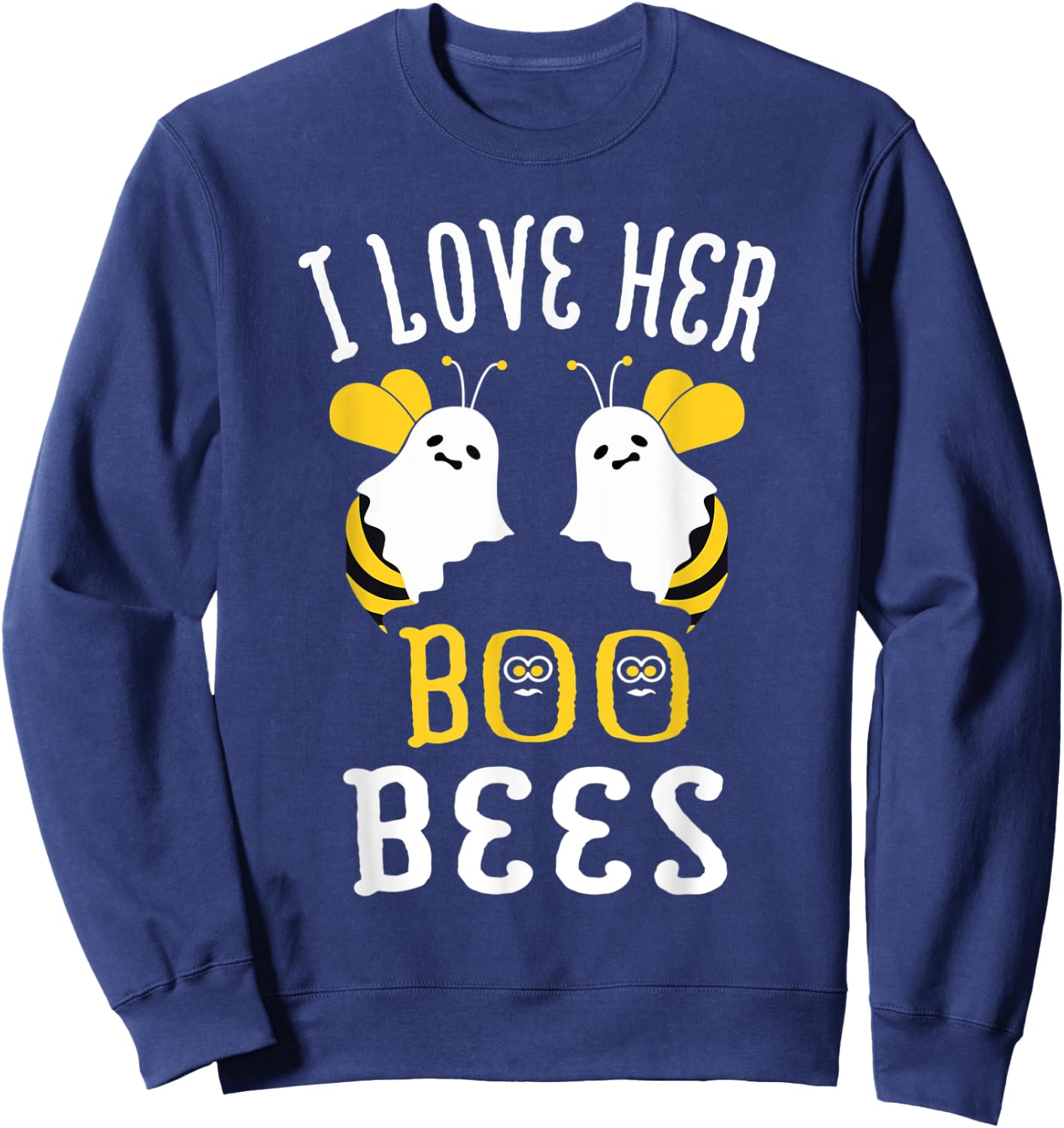 Boo Bees Halloween Couple I Love Her Matching Costume Sweatshirt - Sweatshirt | Navy