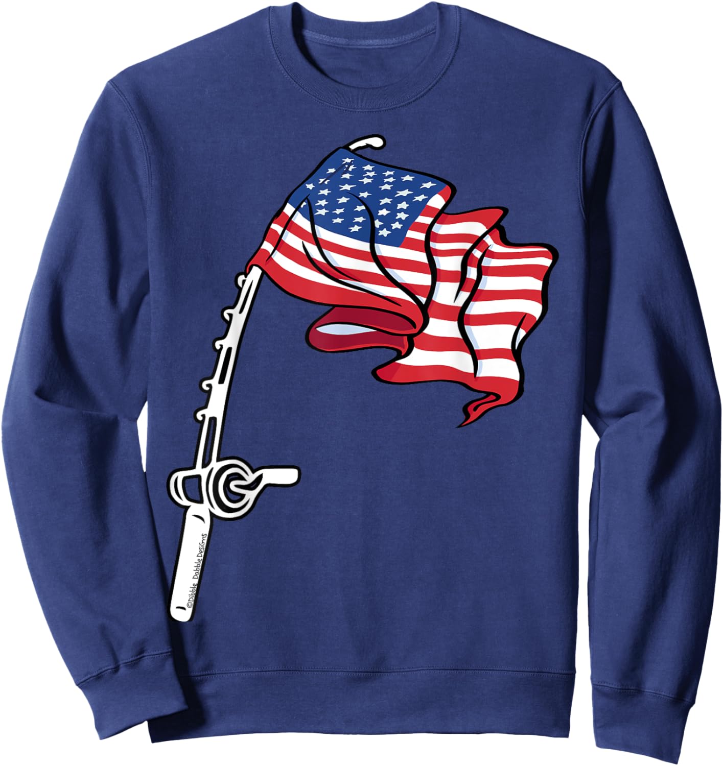Patriotic Fishing USA Flag Fisherman 4th of July Sweatshirt - Sweatshirt | Navy