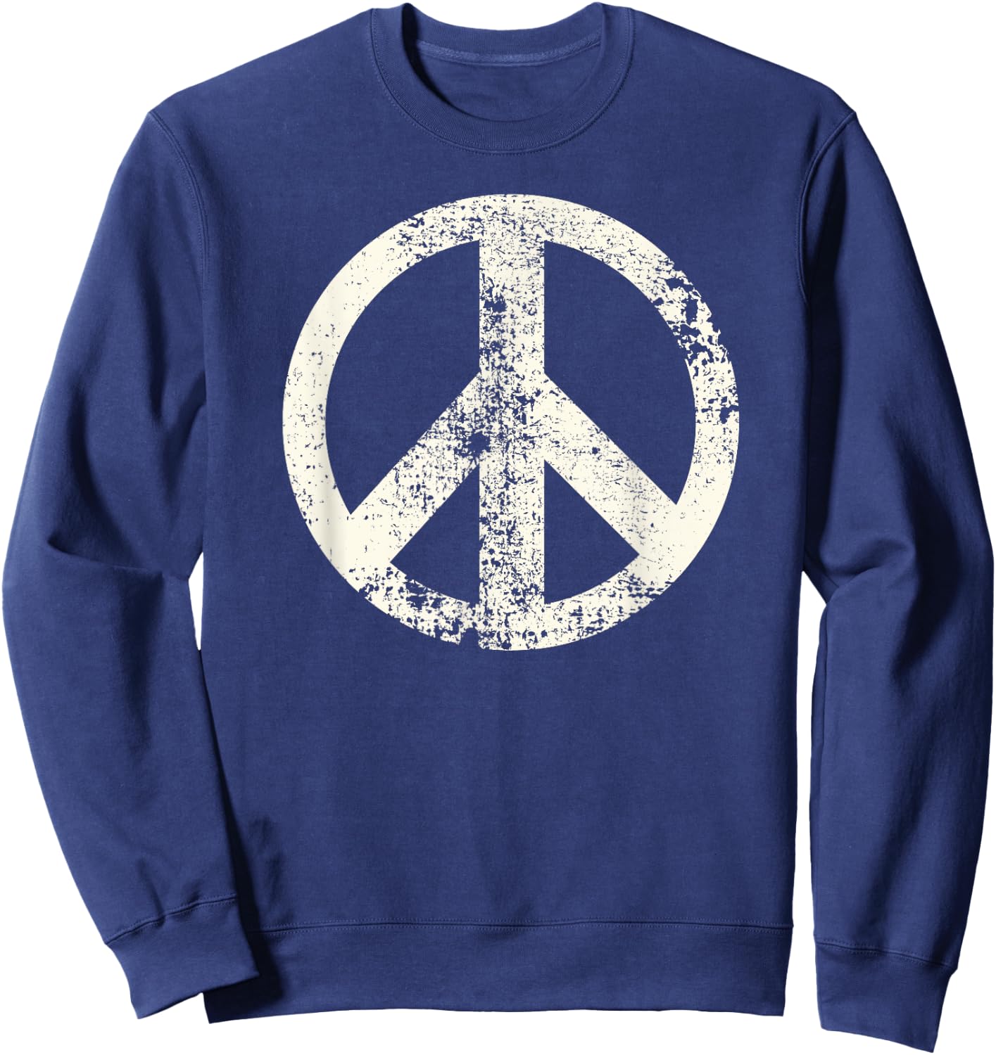 Peace Sign Bright Colorful Flowers 60's 70's Hippie Costume Sweatshirt - Sweatshirt | Navy
