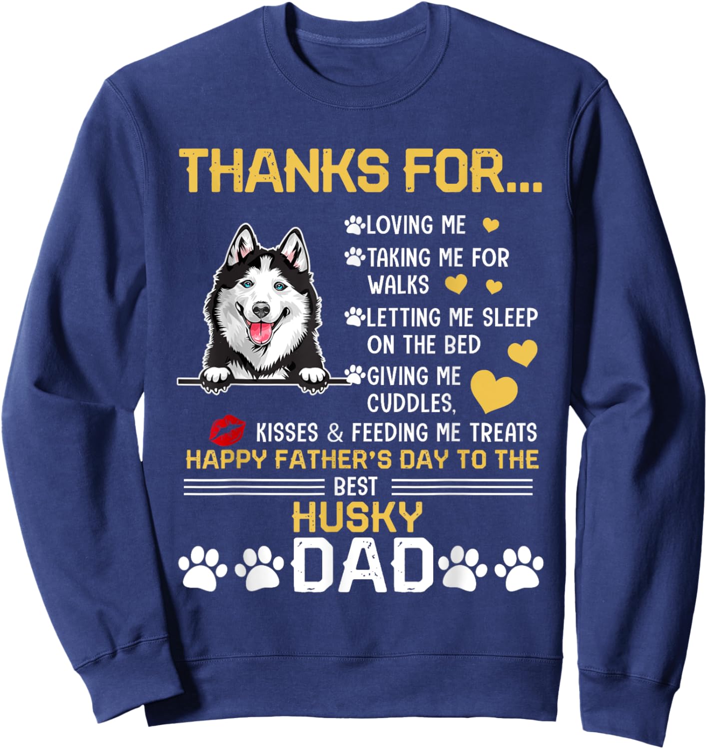 Best Husky Dog Dad Lover Happy Father's Day Women Sweatshirt - Sweatshirt | Navy
