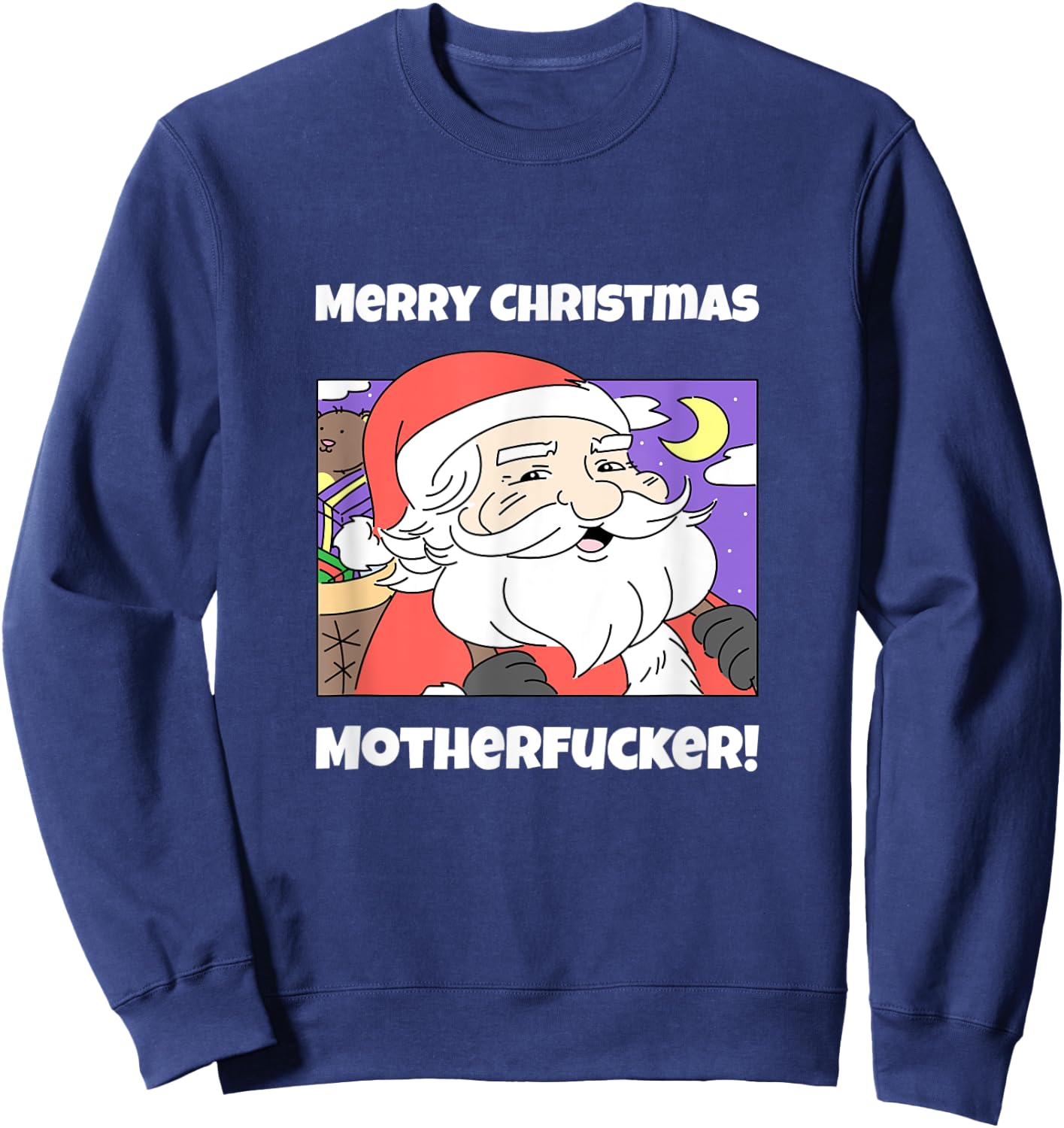 Merry Christmas Motherfucker Funny Santa Claus Sweatshirt - Sweatshirt | Navy