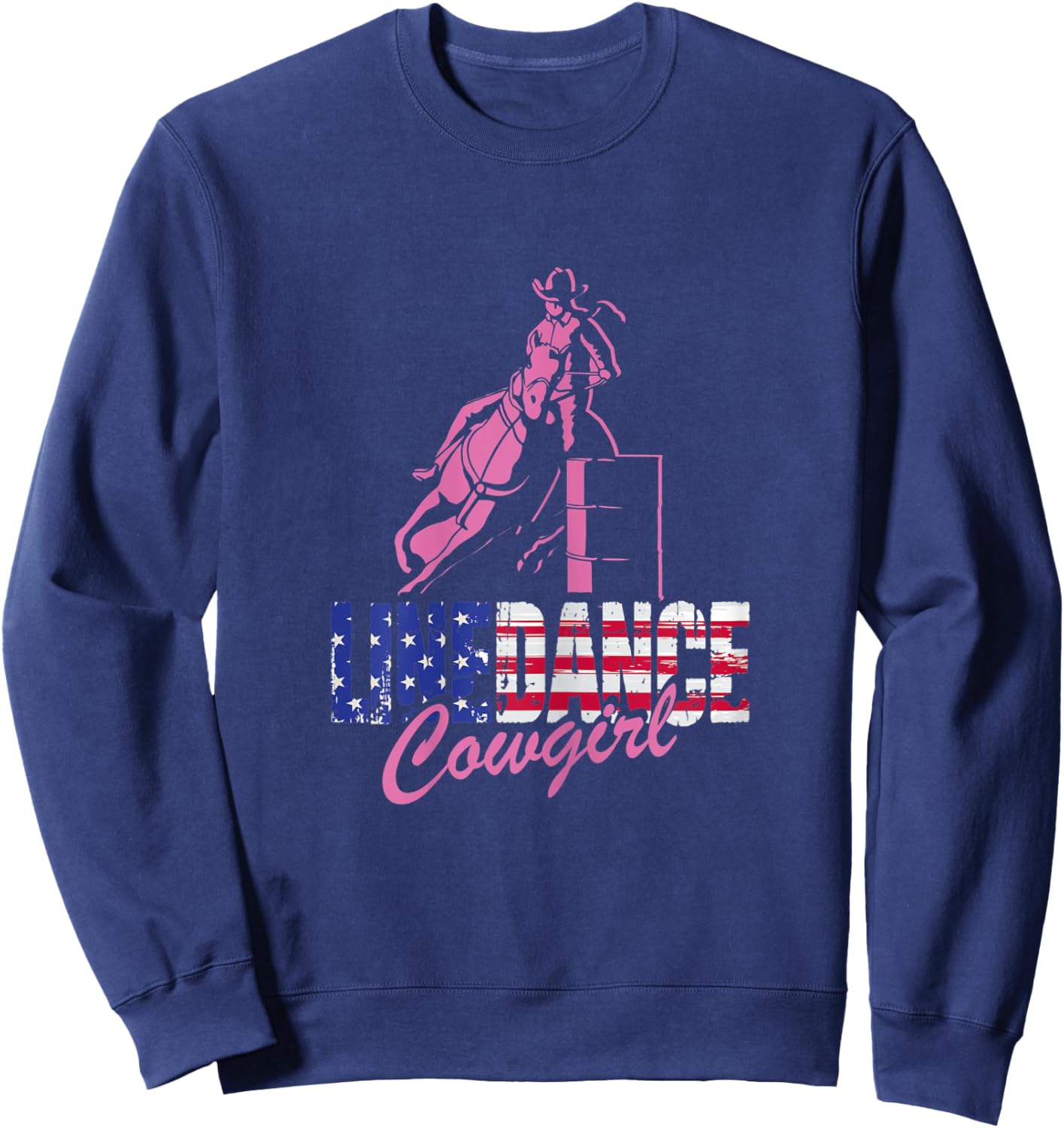 Damen Line Dance Cowgirl | US-amerikanische Flagge | Western Dancing Sweatshirt - Sweatshirt | Navy