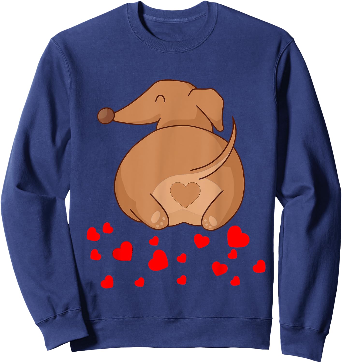 Dachshund Weenie Dog Lover Valentines Day Sweatshirt - Sweatshirt | Navy