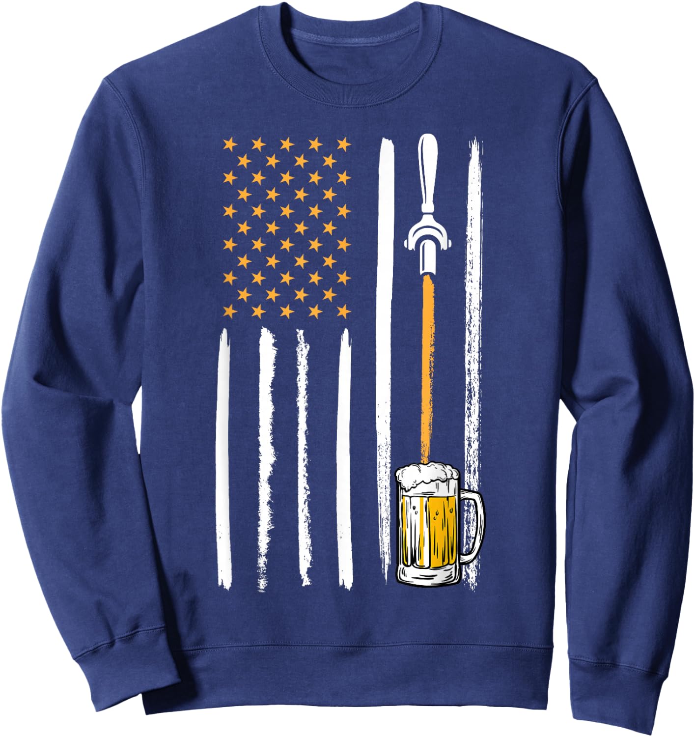 Craft Beer American Flag USA 4th July Brewery Alcohol Lovers Sweatshirt - Sweatshirt | Navy