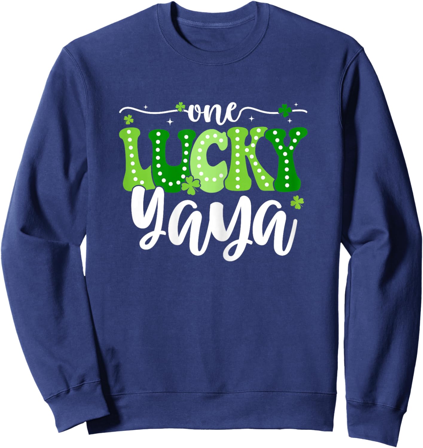 One Lucky Yaya Groovy Retro Yaya St Patrick's Day Sweatshirt - Sweatshirt | Navy
