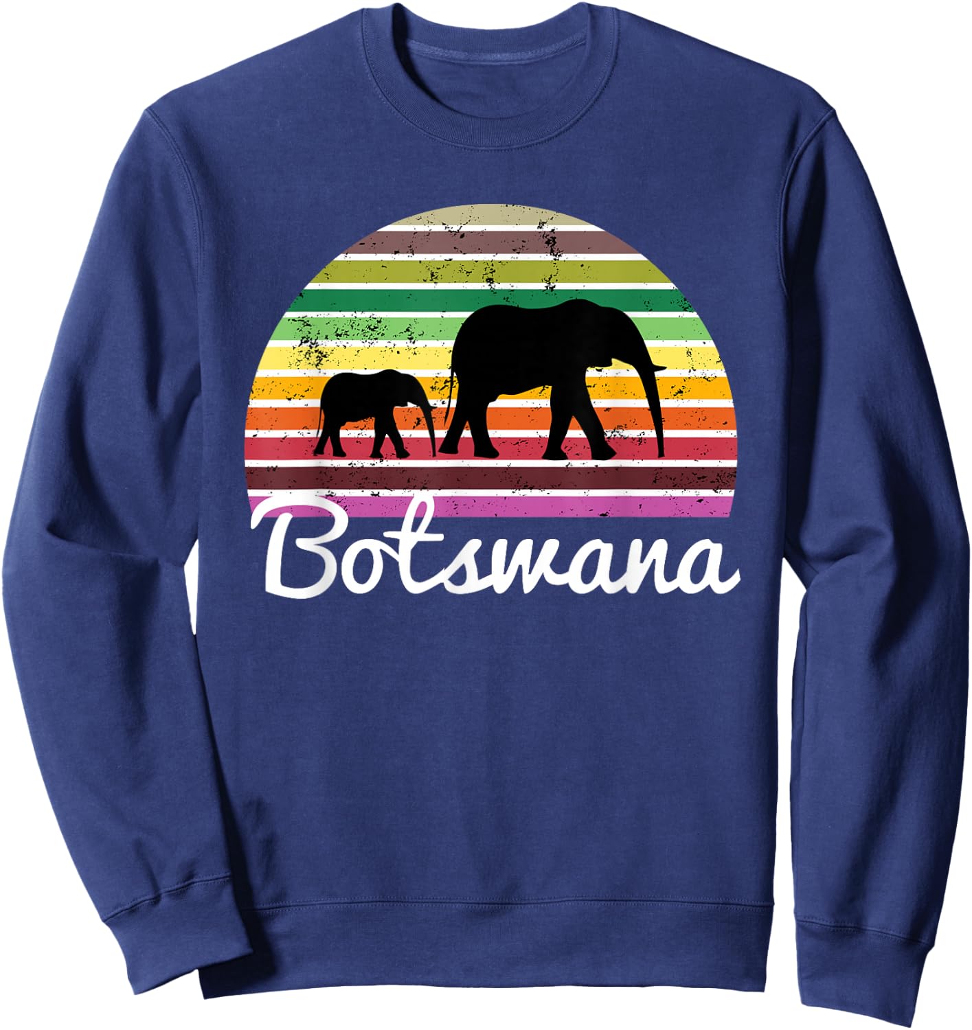 Botswana Shirt Elephant Safari Gift T Shirt Sweatshirt - Sweatshirt | Navy