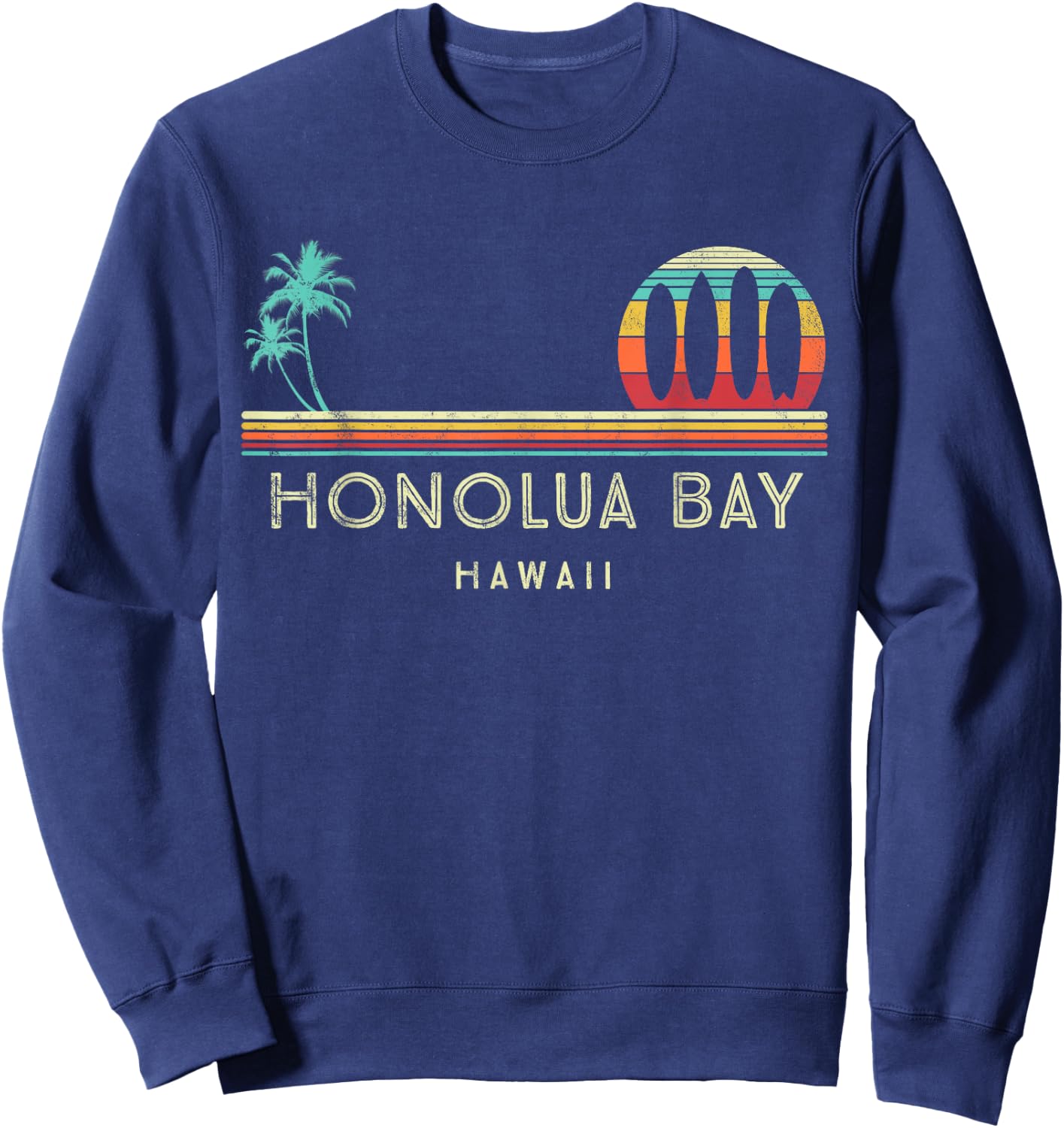 Vintage Hawaii Honolua Bay - Palm trees Tropical - Surf Sweatshirt - Sweatshirt | Navy