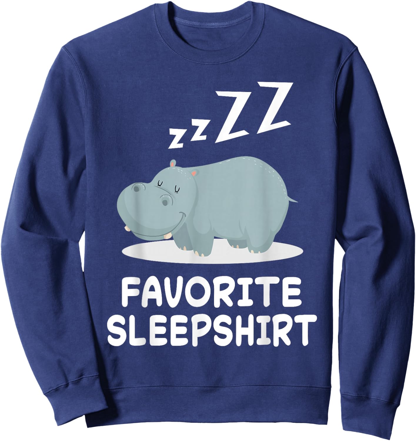 Hippo Hippos Nap Sleeping Sleep Pajama Pajamas Nightgown Sweatshirt - Sweatshirt | Navy