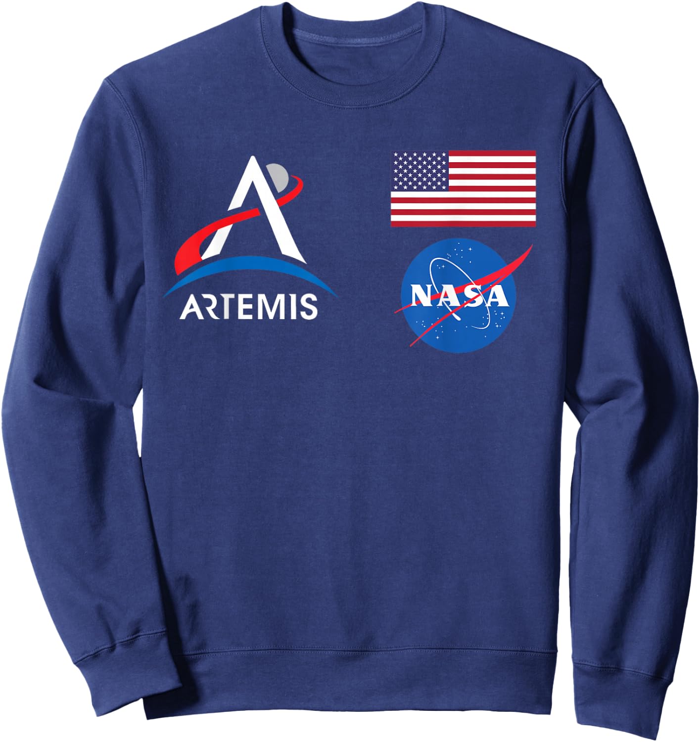 Artemis Mission 1 One Astronaut Patch Front and Back Design Sweatshirt - Sweatshirt | Navy