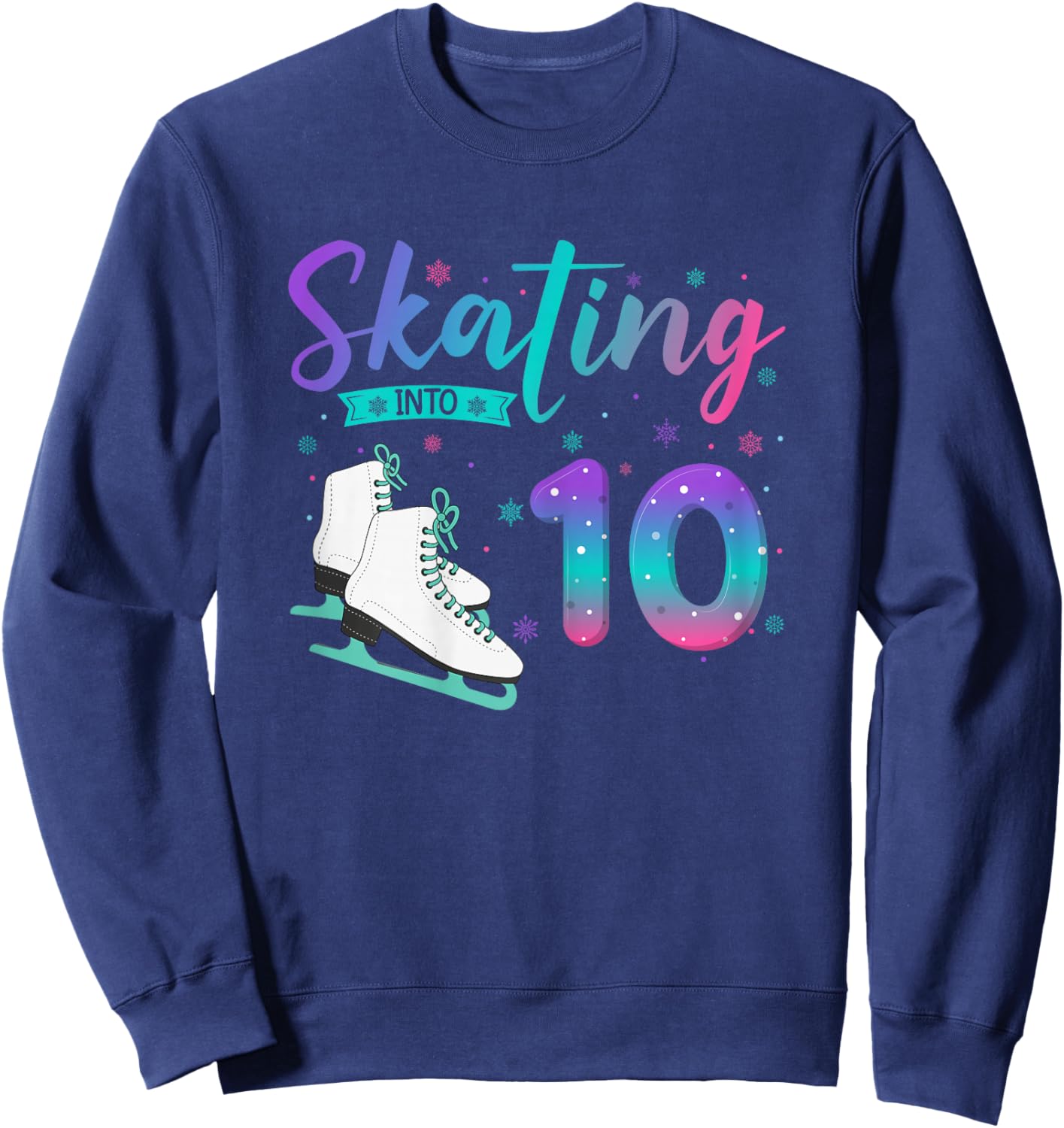 10 Year Old Ice Skating Girl 10th Birthday Girl Sweatshirt - Sweatshirt | Navy