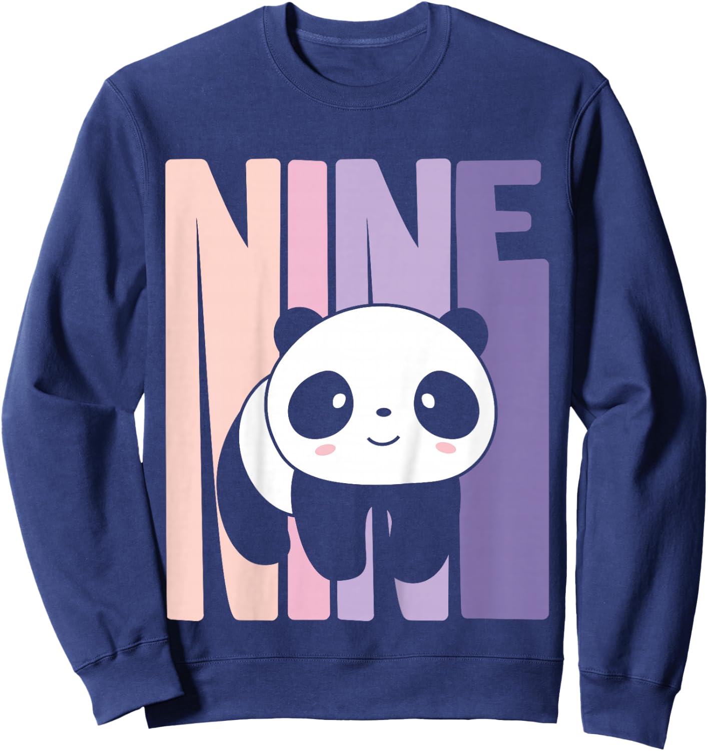 9 Year Old Cute Panda Birthday Girl 9th B-day Sweatshirt - Sweatshirt | Navy