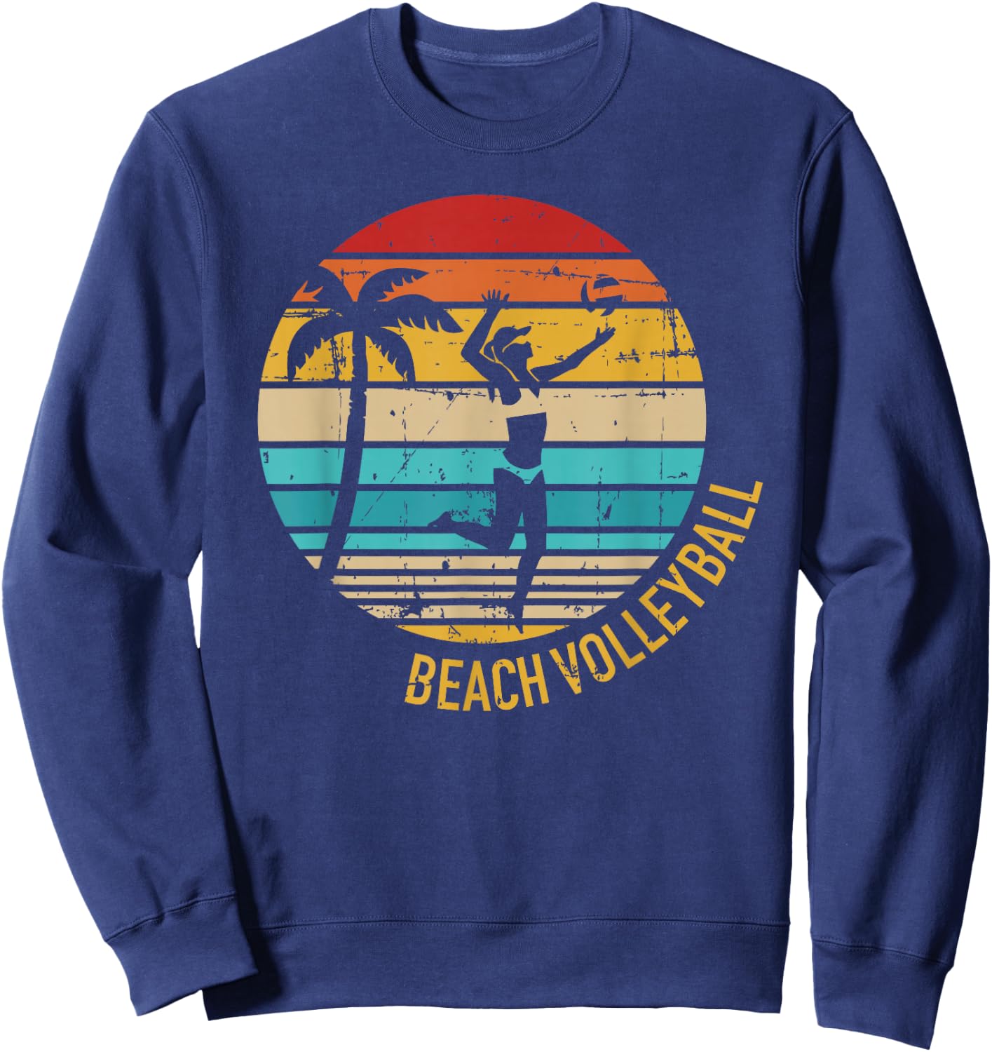 Beach volleyball vintage retro Sweatshirt - Sweatshirt | Navy