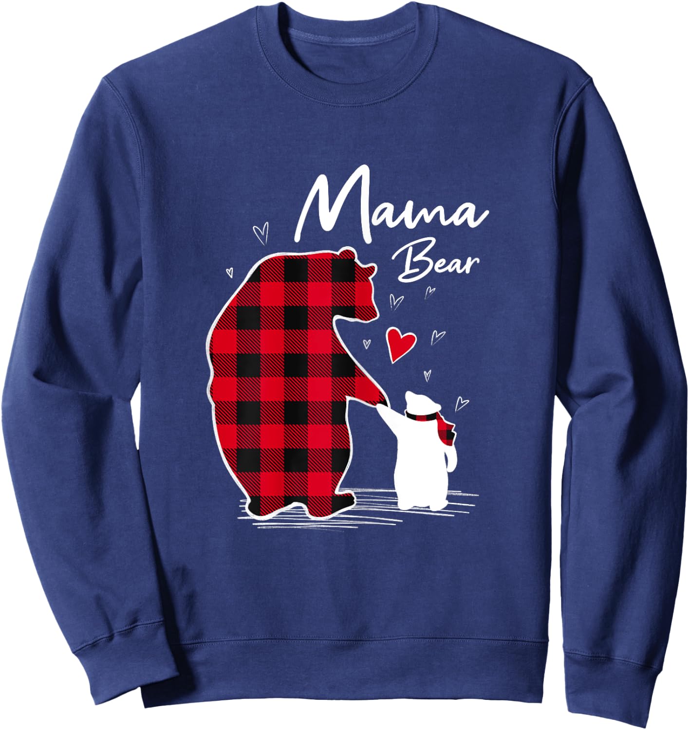 Mama Bear Christmas Pajama Woman Red Plaid Sweatshirt - Sweatshirt | Navy
