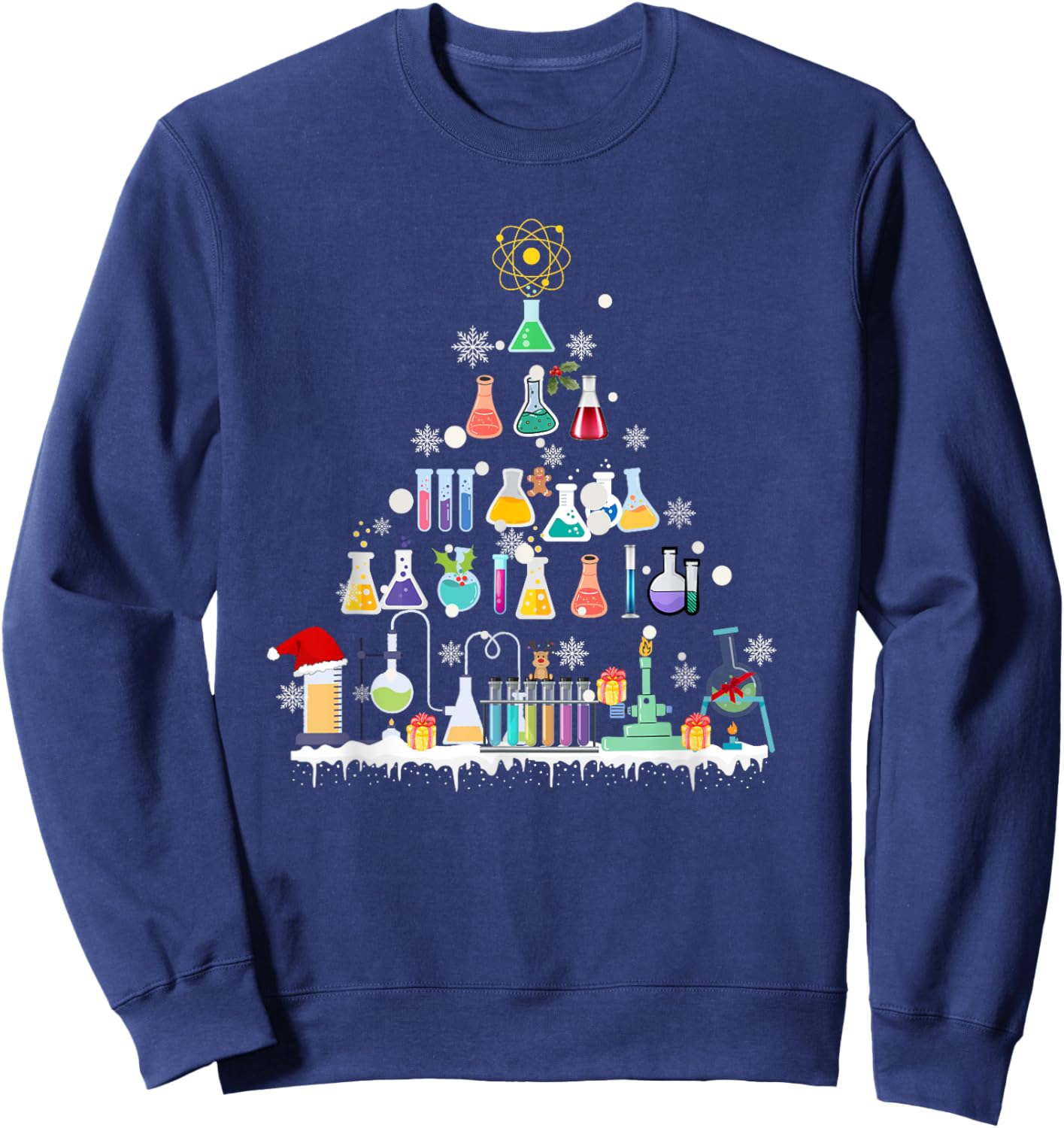 Oh Chemistree Funny Christmas Tree Chemical Science Teacher Women Kids Sweatshirt - Sweatshirt | Navy