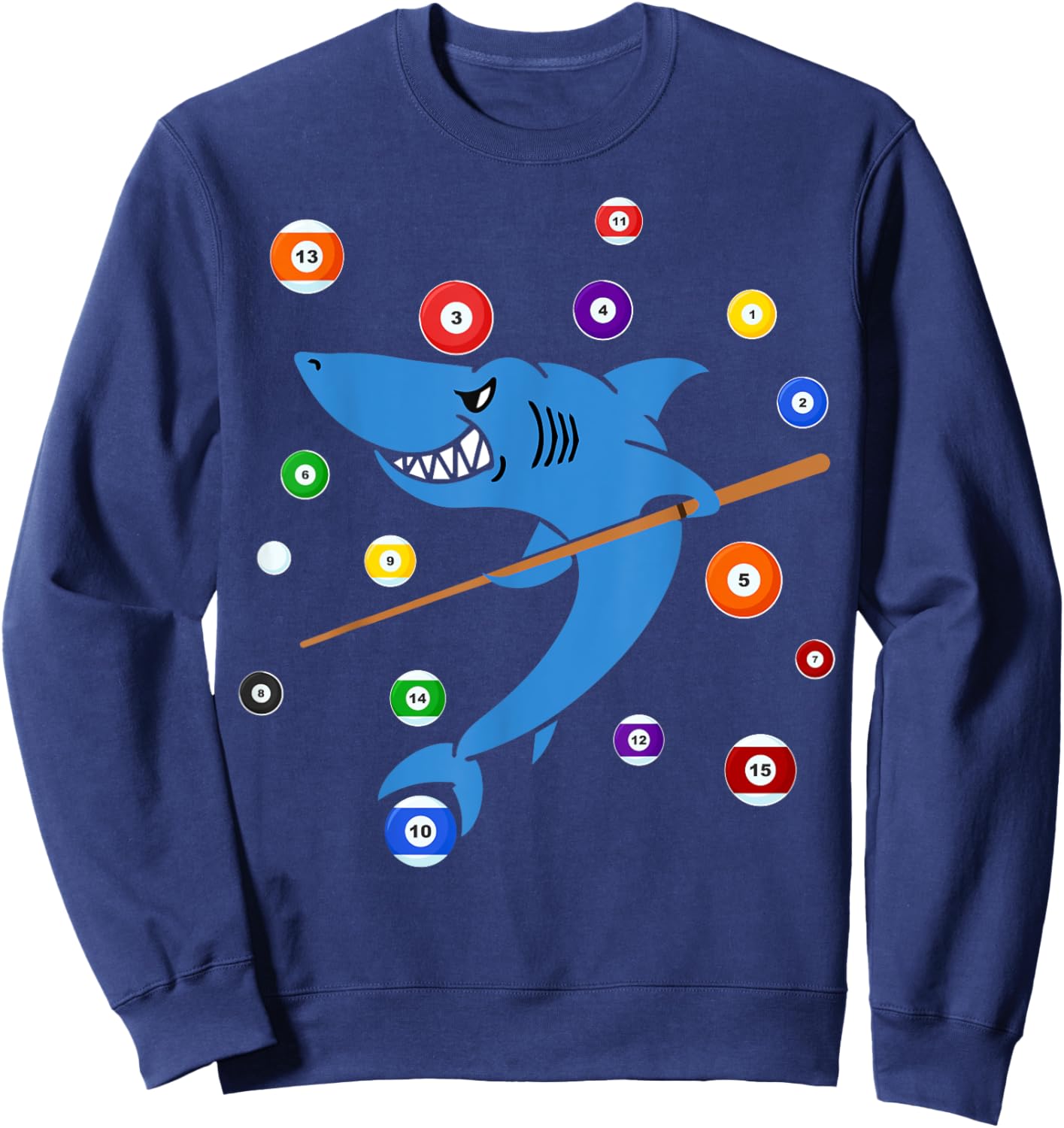 Billiard Shark 8 Ball Player Pool Table Cue Stick Snooker Sweatshirt - Sweatshirt | Navy