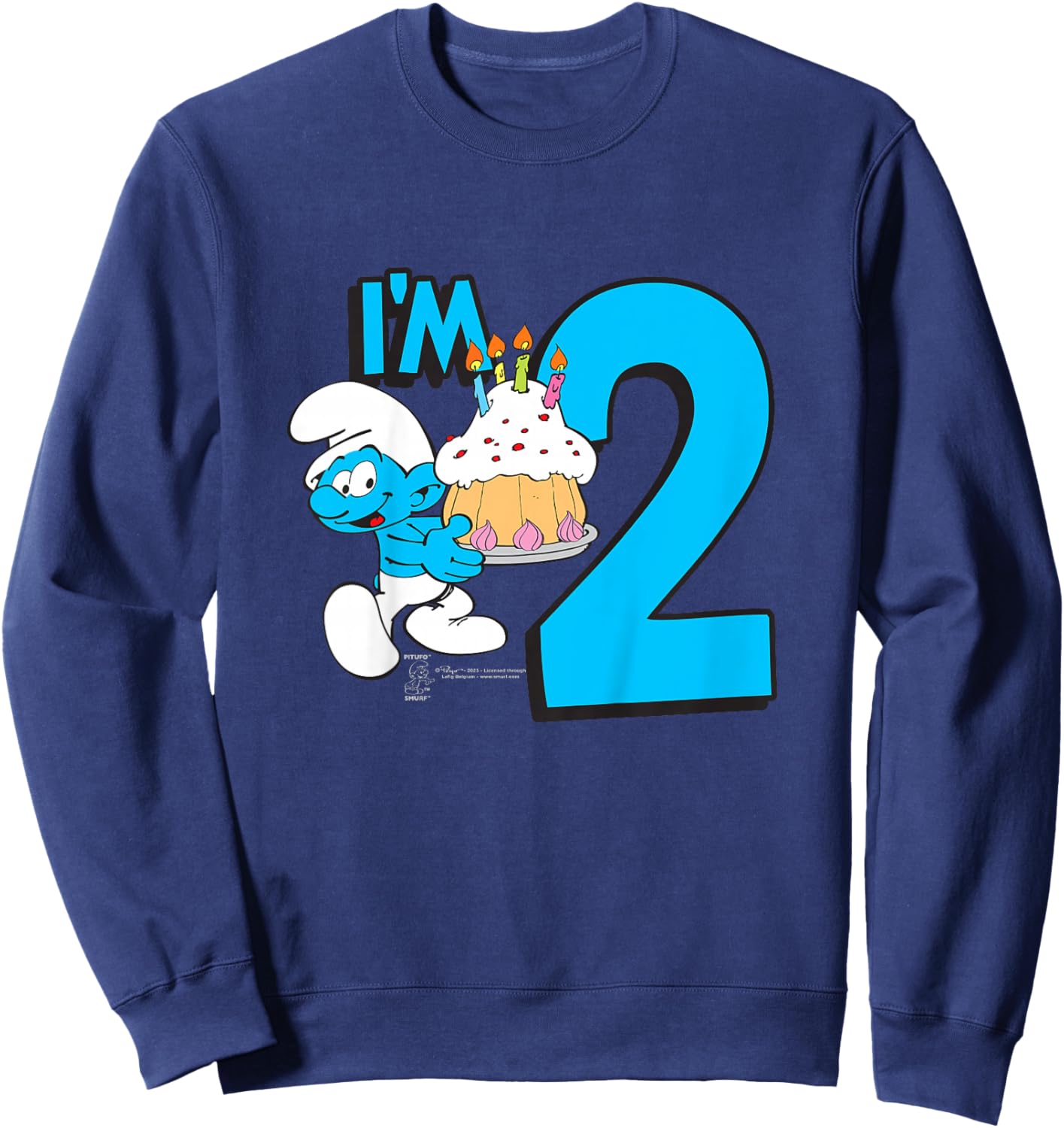 Kids The Smurfs Birthday I'm 2 Sweatshirt - Sweatshirt | Navy