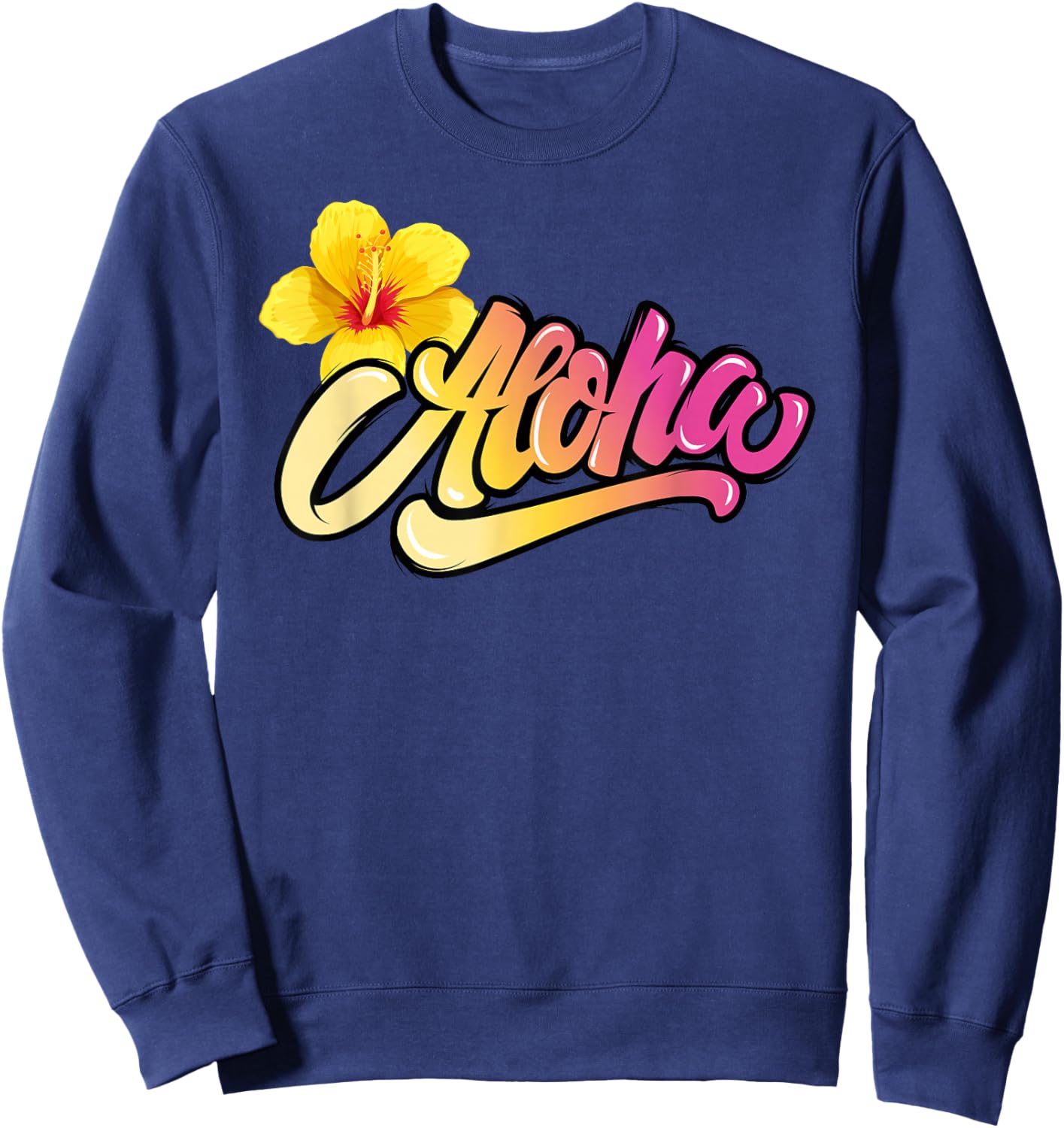 Aloha Hawaiian Hawaii Women Girls Tropical Beach Sweatshirt - Sweatshirt | Navy