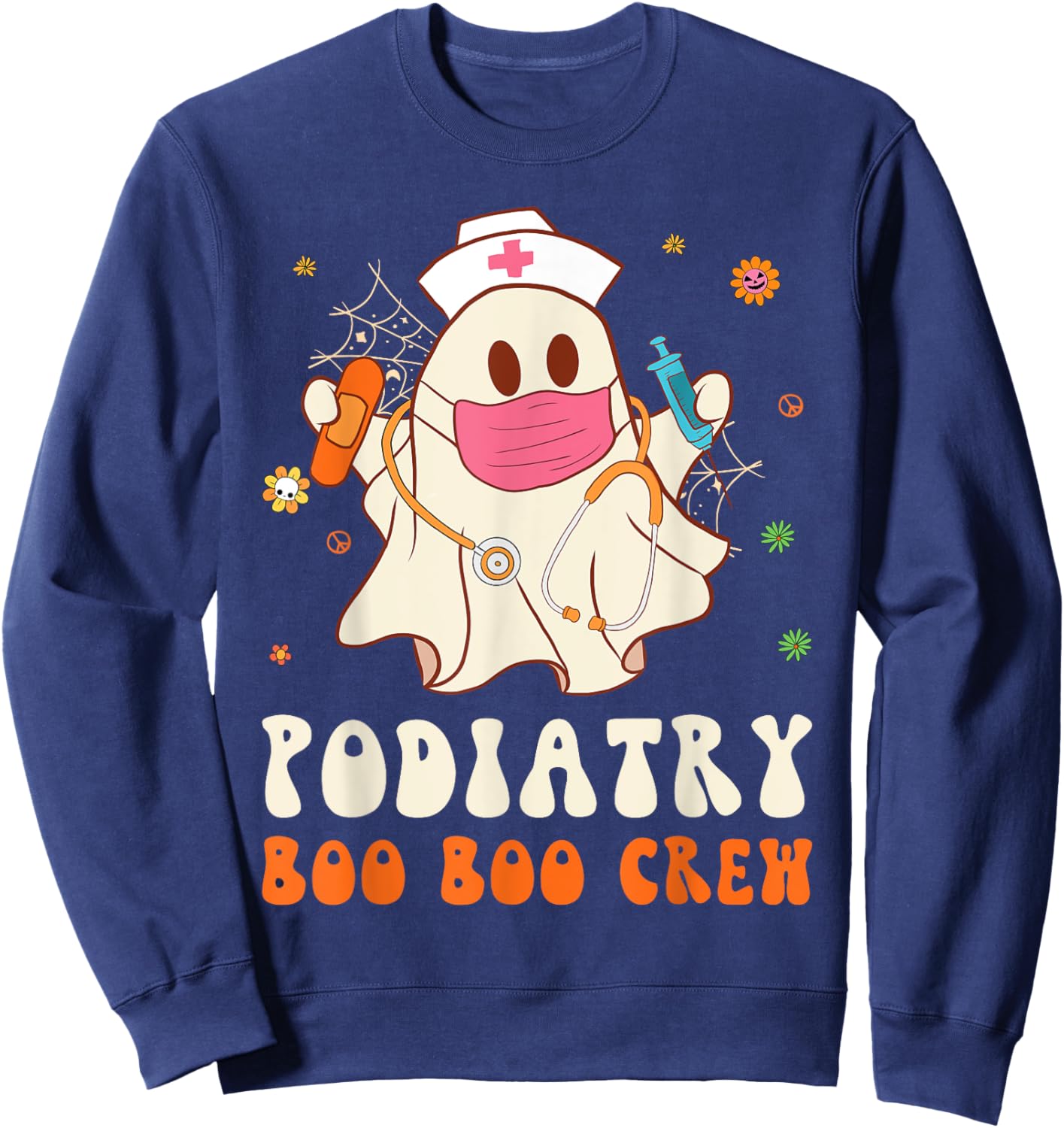 Podiatry Boo Boo Crew Nurse Funny Halloween Easy Costume Sweatshirt - Sweatshirt | Navy