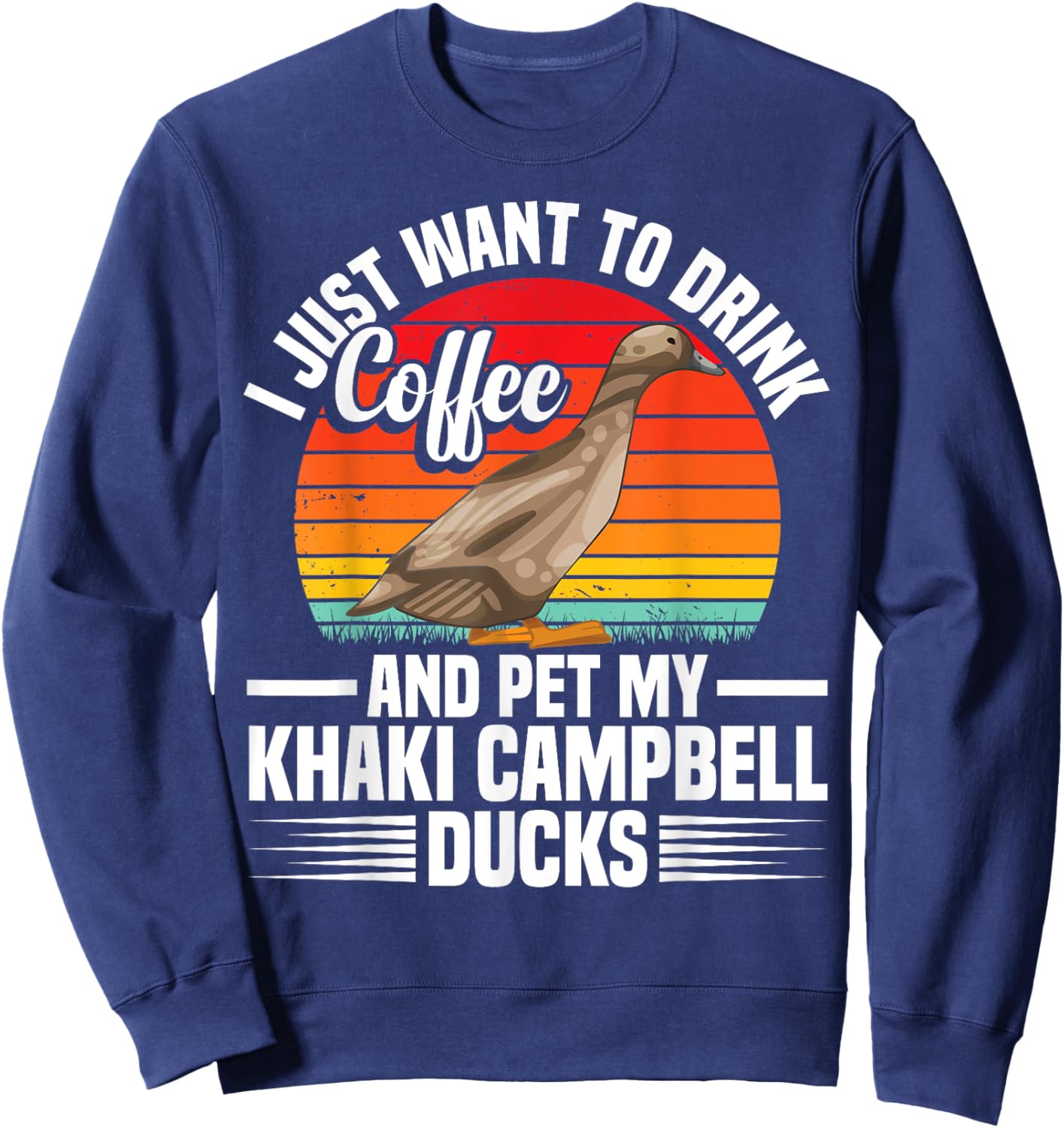 Khaki Duck Lover Campbell Duck Toys Necklace Khaki Ducks Sweatshirt - Sweatshirt | Navy