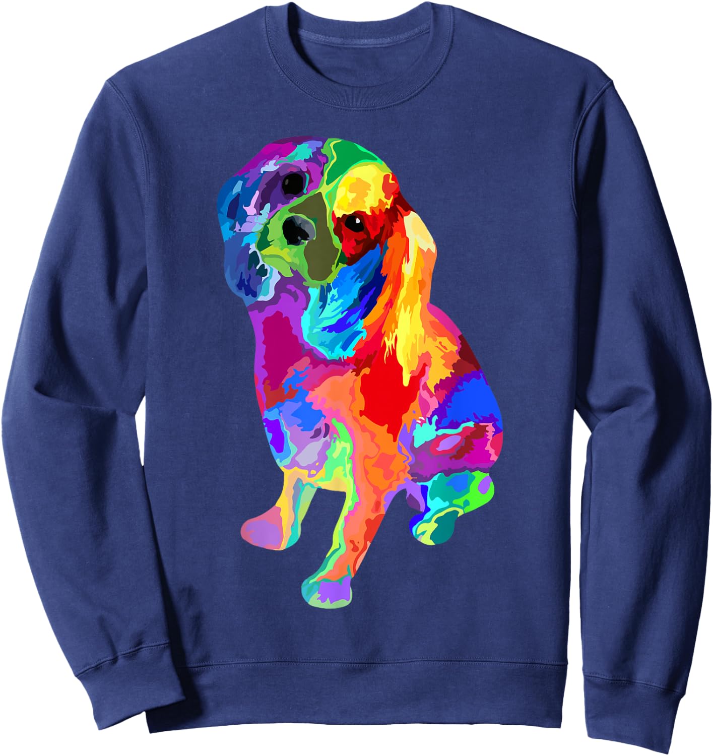 Dog Lover Gifts Cavalier King Charles Spaniel Colorful Dog Sweatshirt - Sweatshirt | Navy