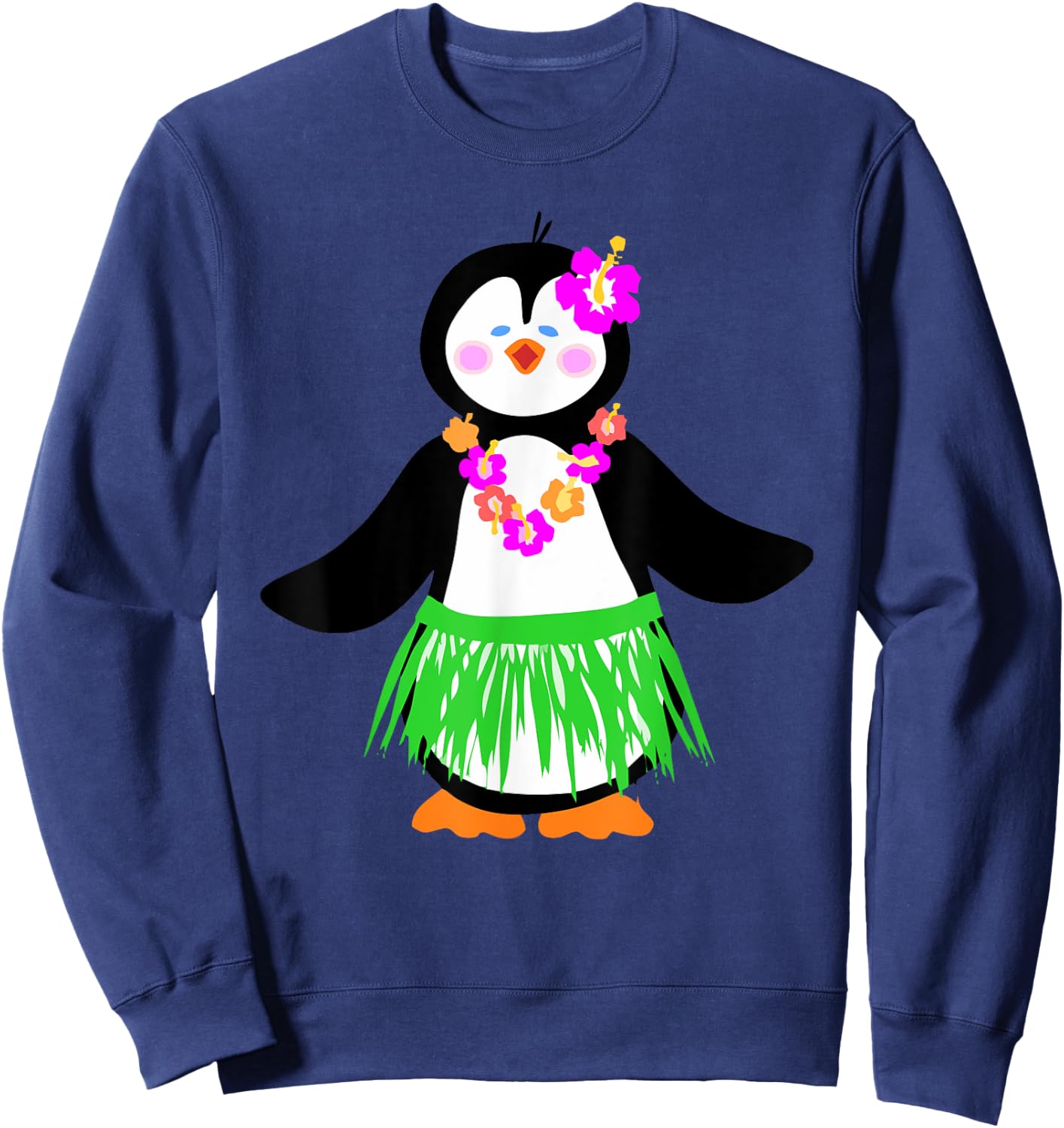 Hawaiian Penguin Aloha Luau Party Hula Dancer Costume Sweatshirt - Sweatshirt | Navy