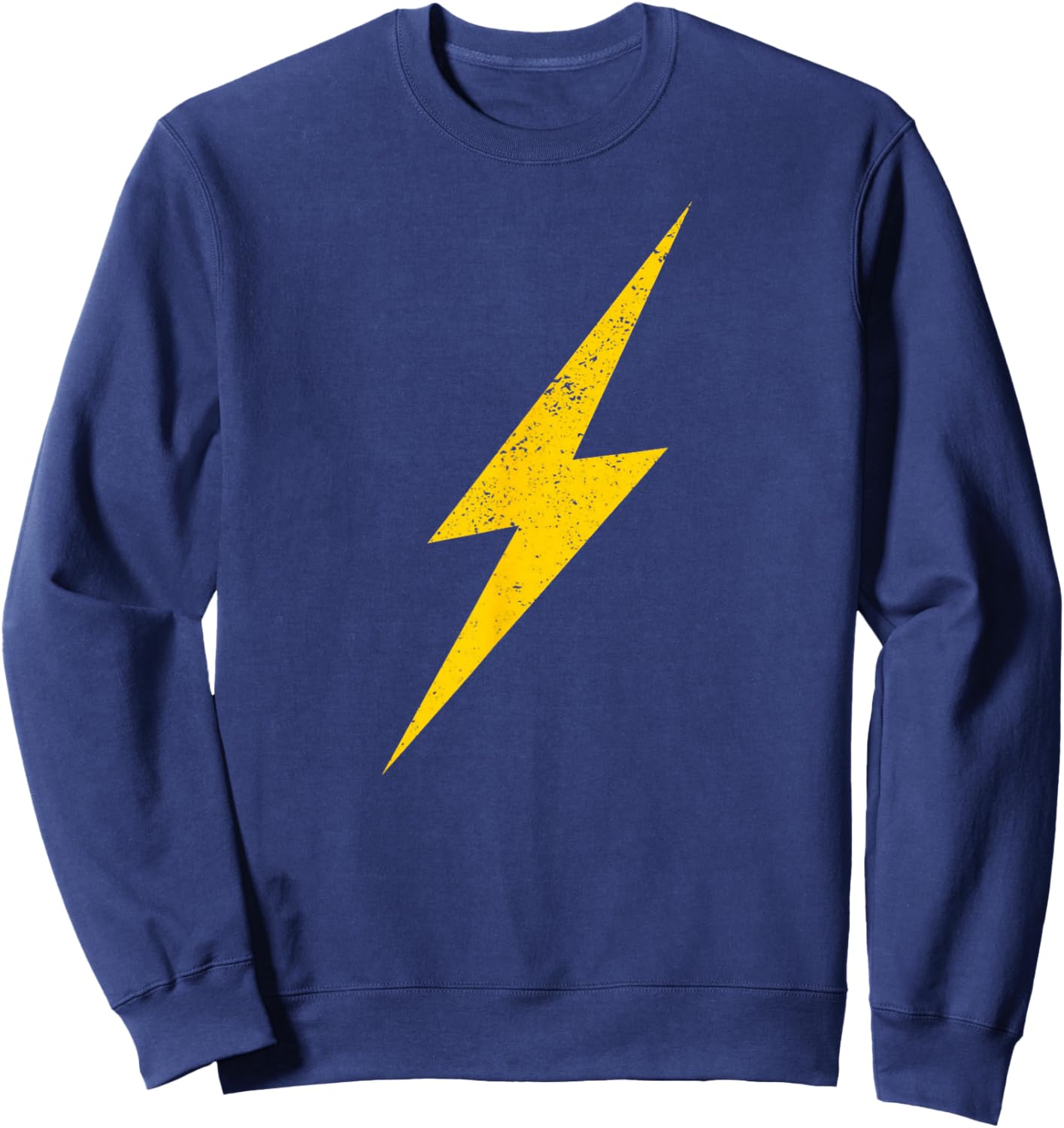 Yellow Lightning Bolt Electrical Storm Graphic Icon Sweatshirt - Sweatshirt | Navy