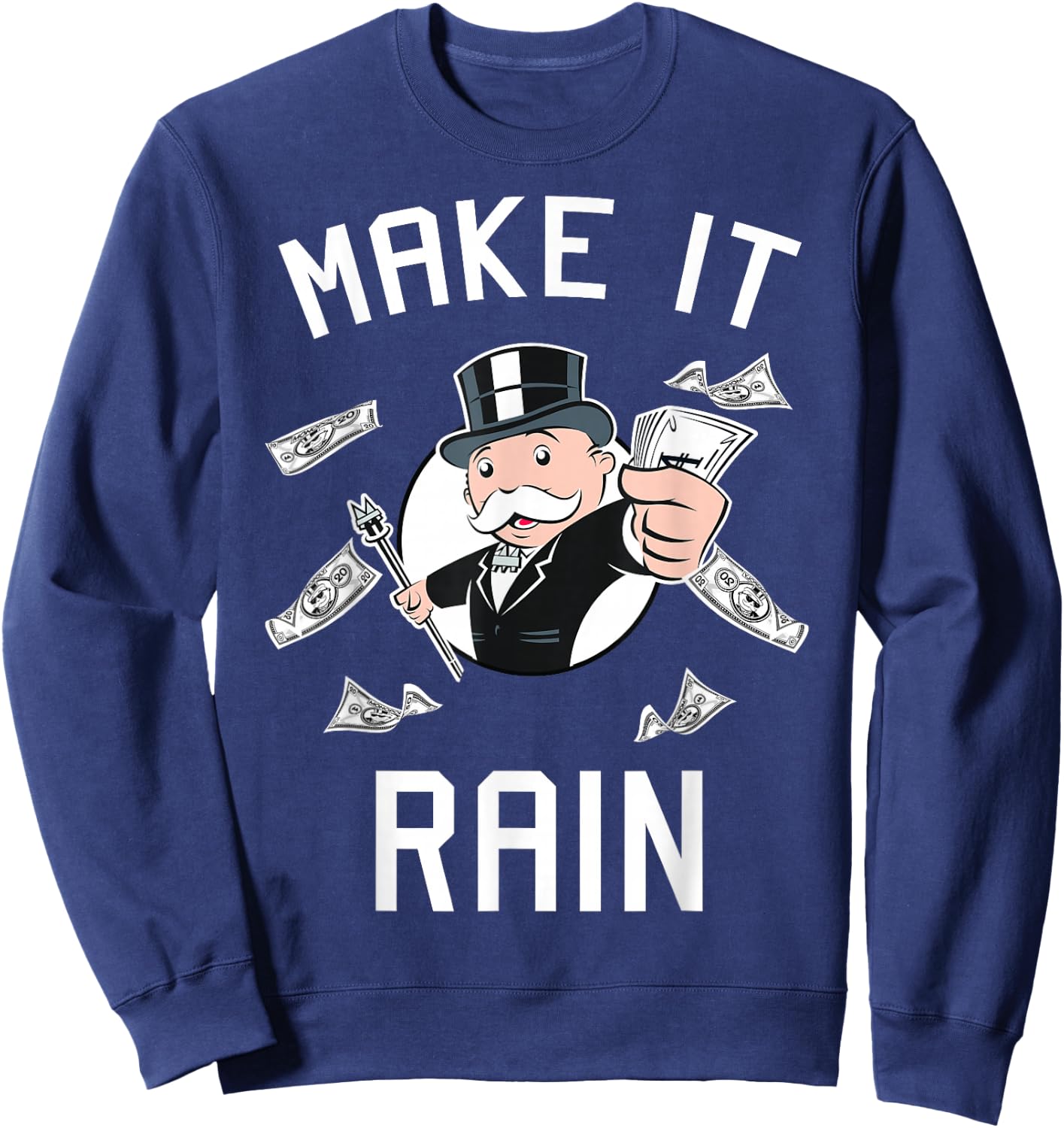 Monopoly Man Make It Rain Logo Portrait Small Sweatshirt - Sweatshirt | Navy
