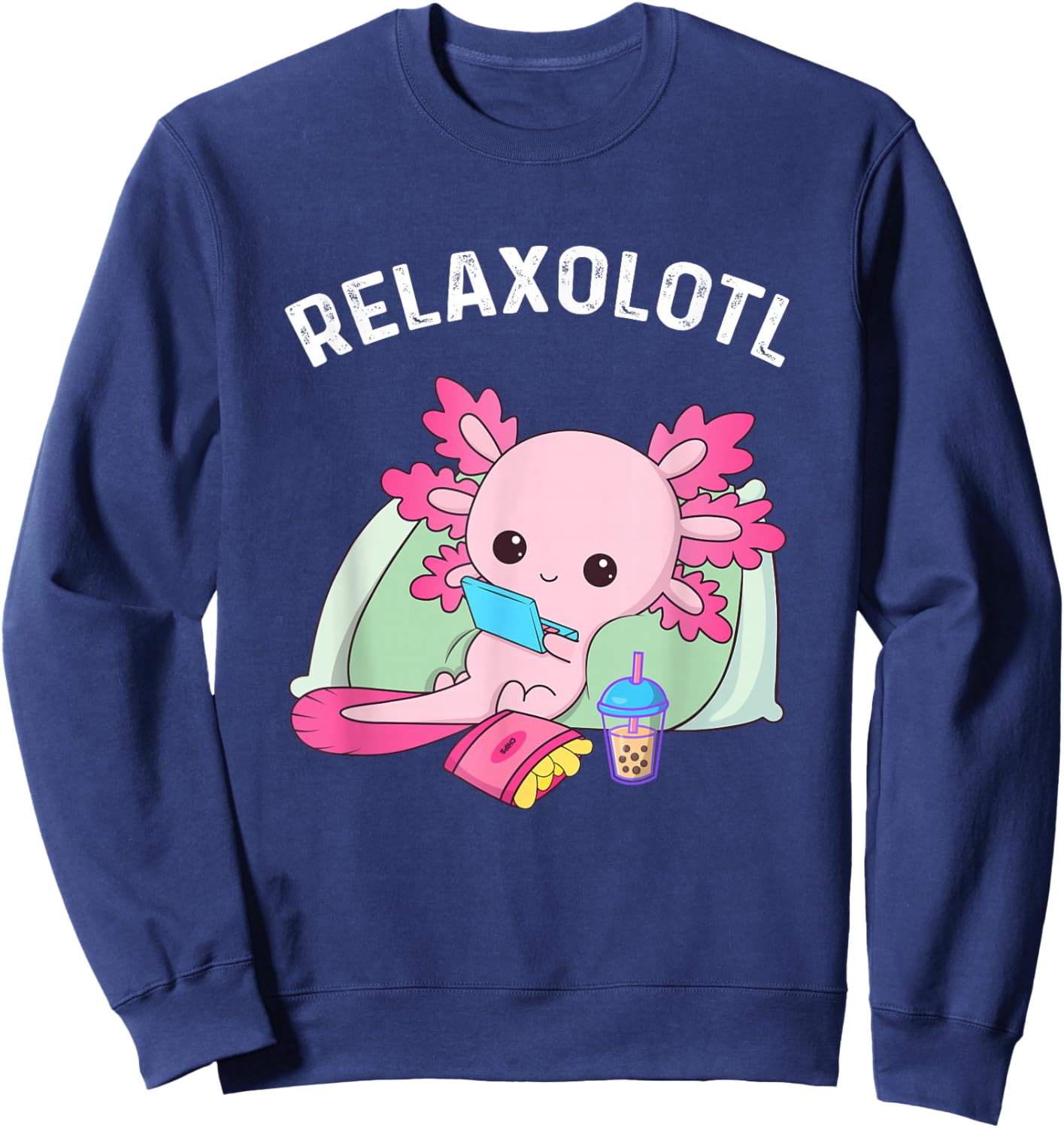 Cute Axolotl Lover Mexican Salamander Relaxolotl Sweatshirt - Sweatshirt | Navy