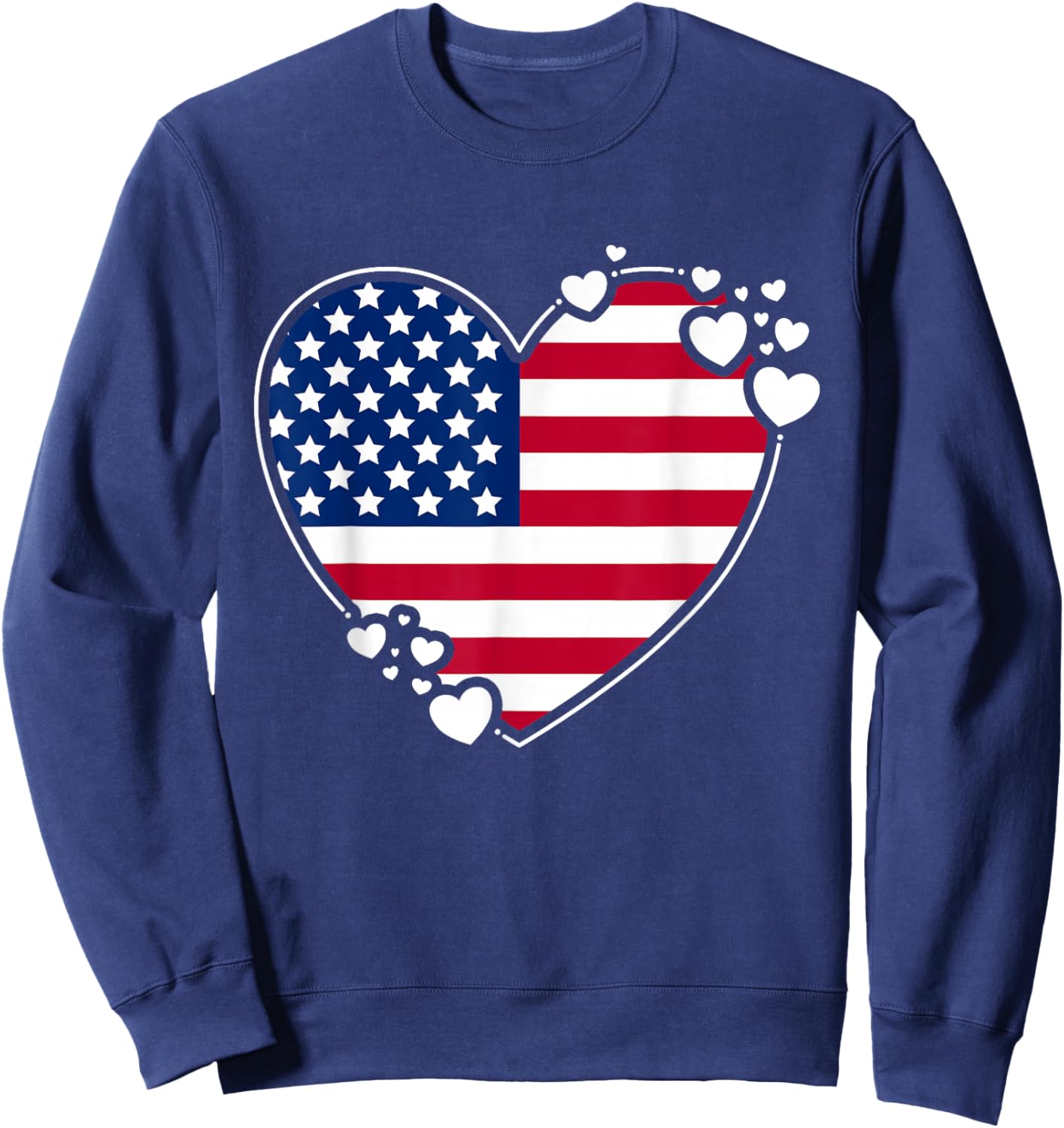 American Flag Heart 4th of July Heart USA Flag Heart Sweatshirt - Sweatshirt | Navy
