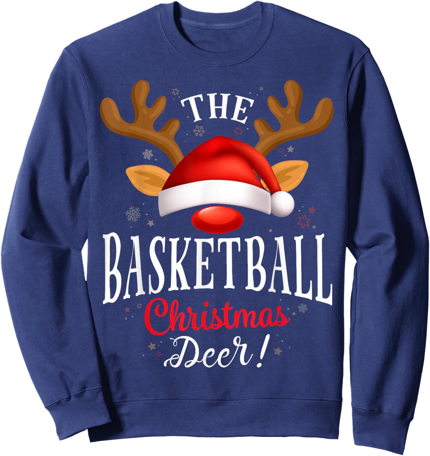 Basketball Christmas Deer PJS Xmas Family Matching Sweatshirt - Sweatshirt | Navy