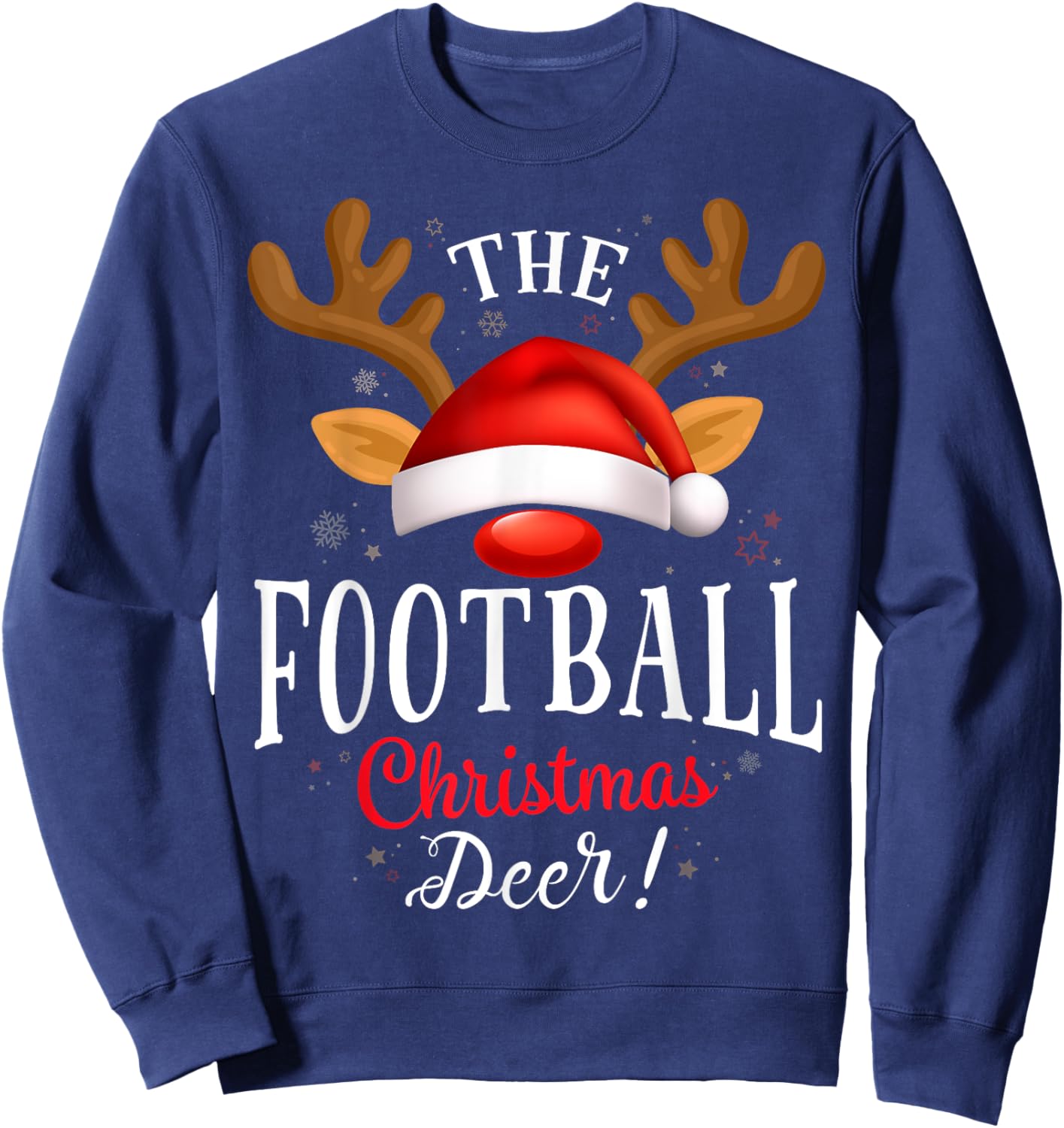 Football Christmas Deer PJS Xmas Family Matching Sweatshirt - Sweatshirt | Navy