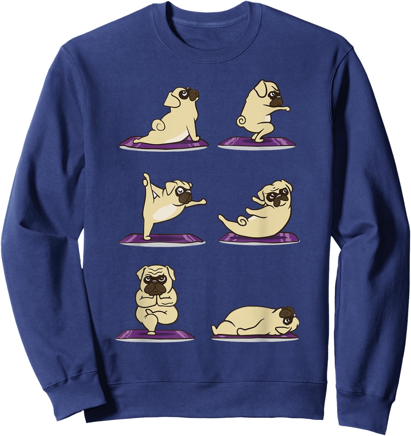 Funny Pug doing Yoga Exercises Asanas Sweatshirt - Sweatshirt | Navy