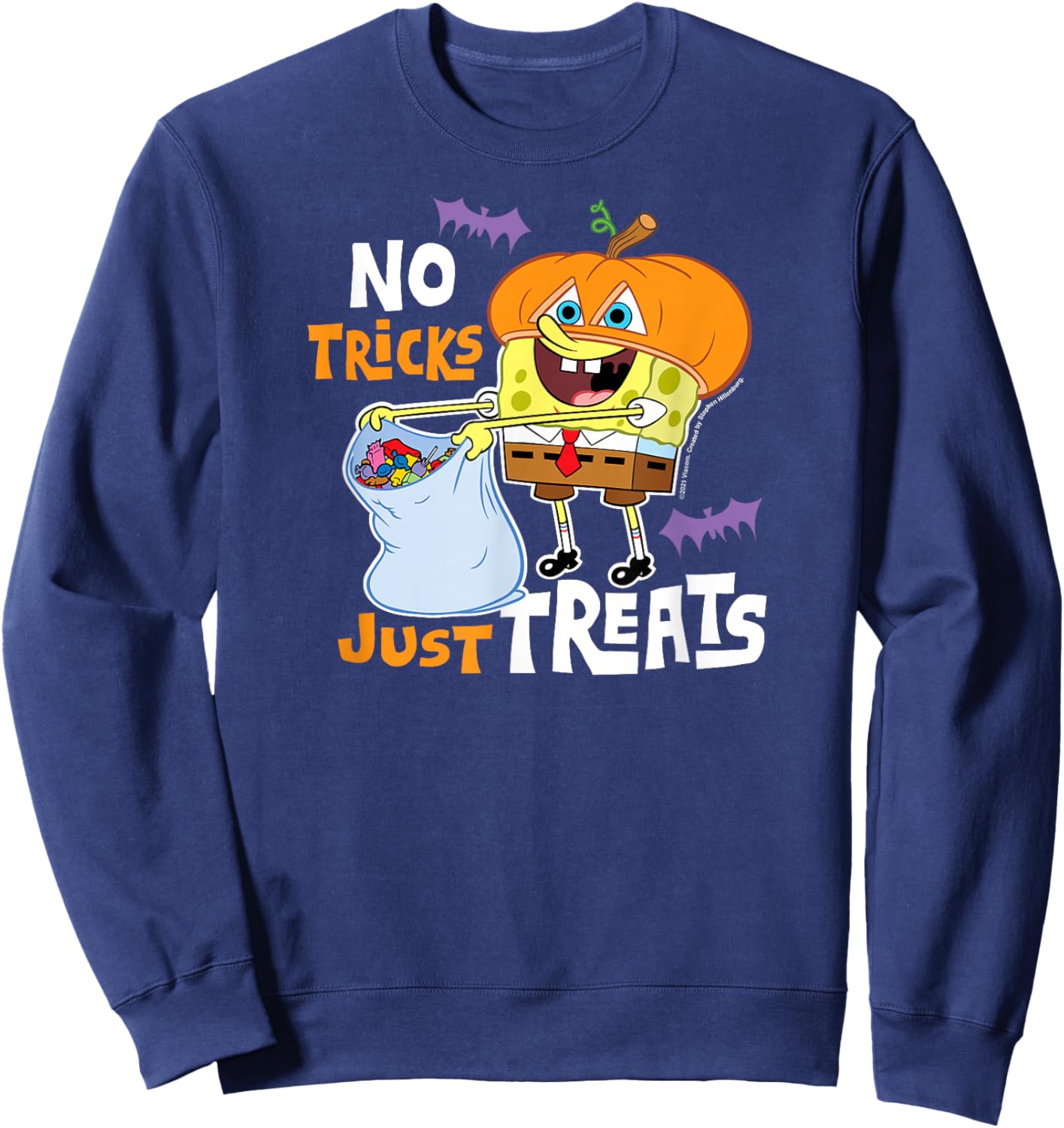 SpongeBob SquarePants - Halloween No Tricks Just Treats Sweatshirt - Sweatshirt | Navy