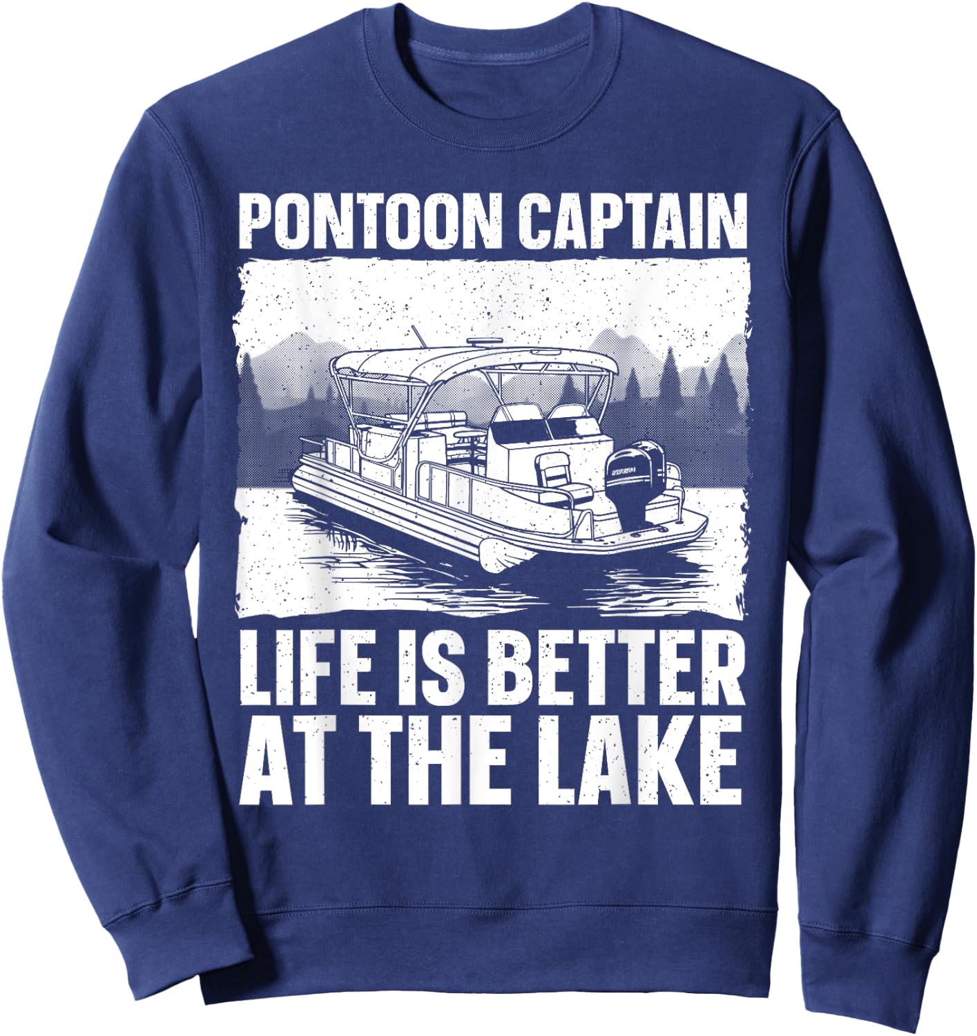 Funny Pontoon Captain Art Women Pontoon Boat Lover Sweatshirt - Sweatshirt | Navy