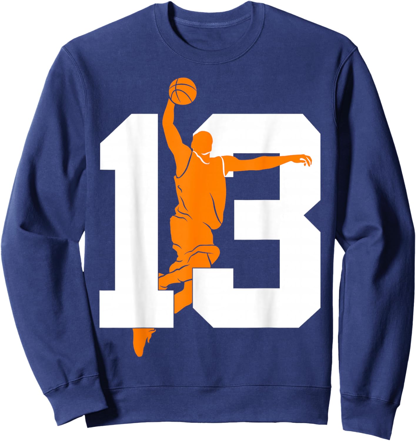 Number 13 Years Basketball 13th Birthday Sweatshirt - Sweatshirt | Navy