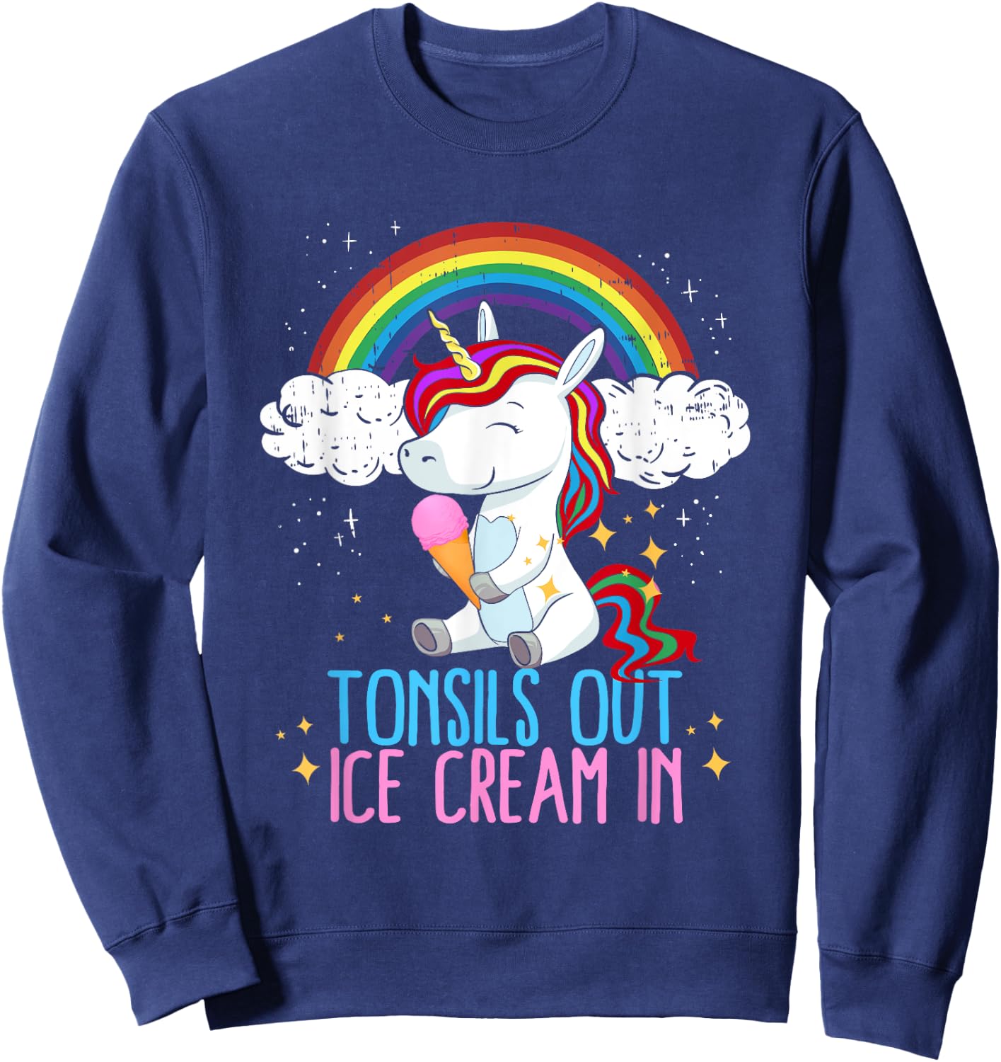 Tonsils Out Ice Cream In Tonsillectomy Tonsil Removal Girls Sweatshirt - Sweatshirt | Navy