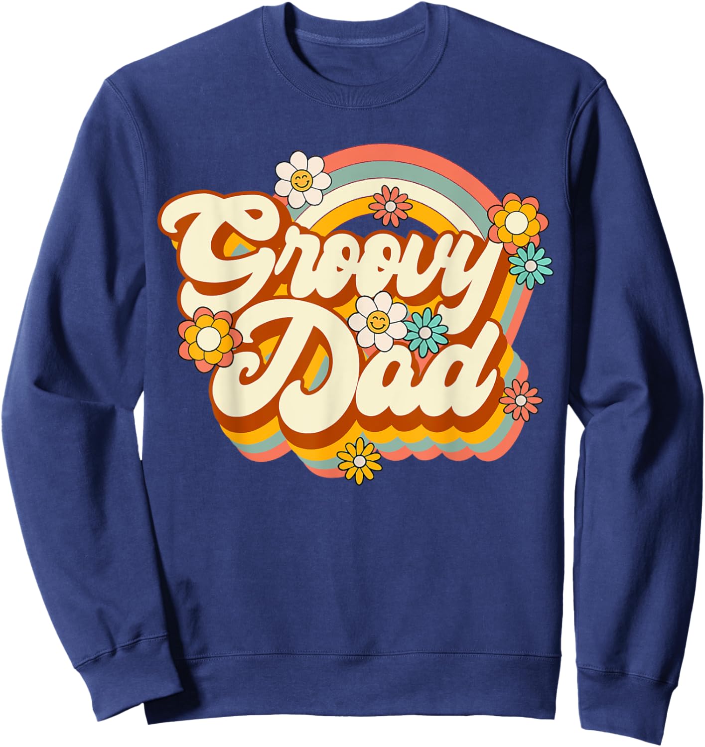 Retro Groovy Dad Family Birthday 60s 70s Hippie Costume Sweatshirt - Sweatshirt | Navy