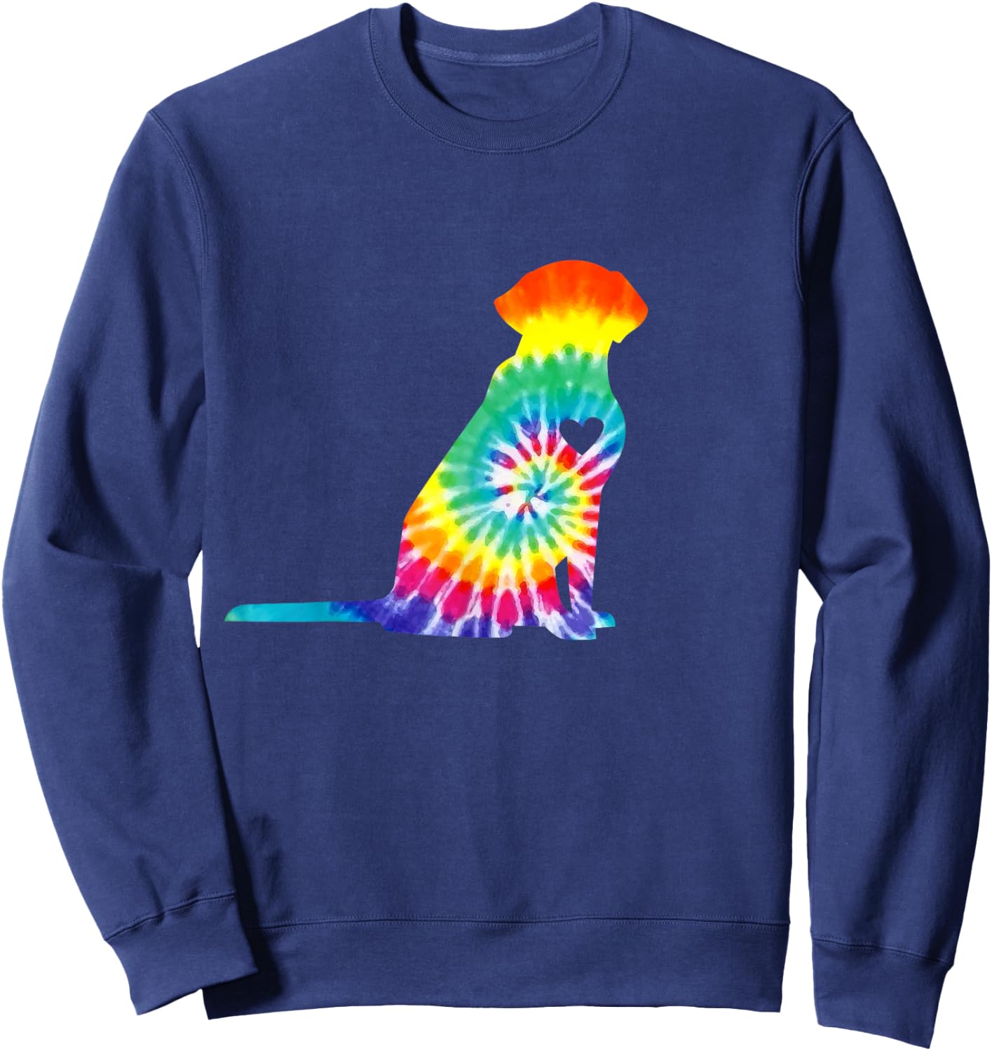 Tie Dye Dog Shirt Hippie Labrador Retro Puppy Gift Sweatshirt - Sweatshirt | Navy