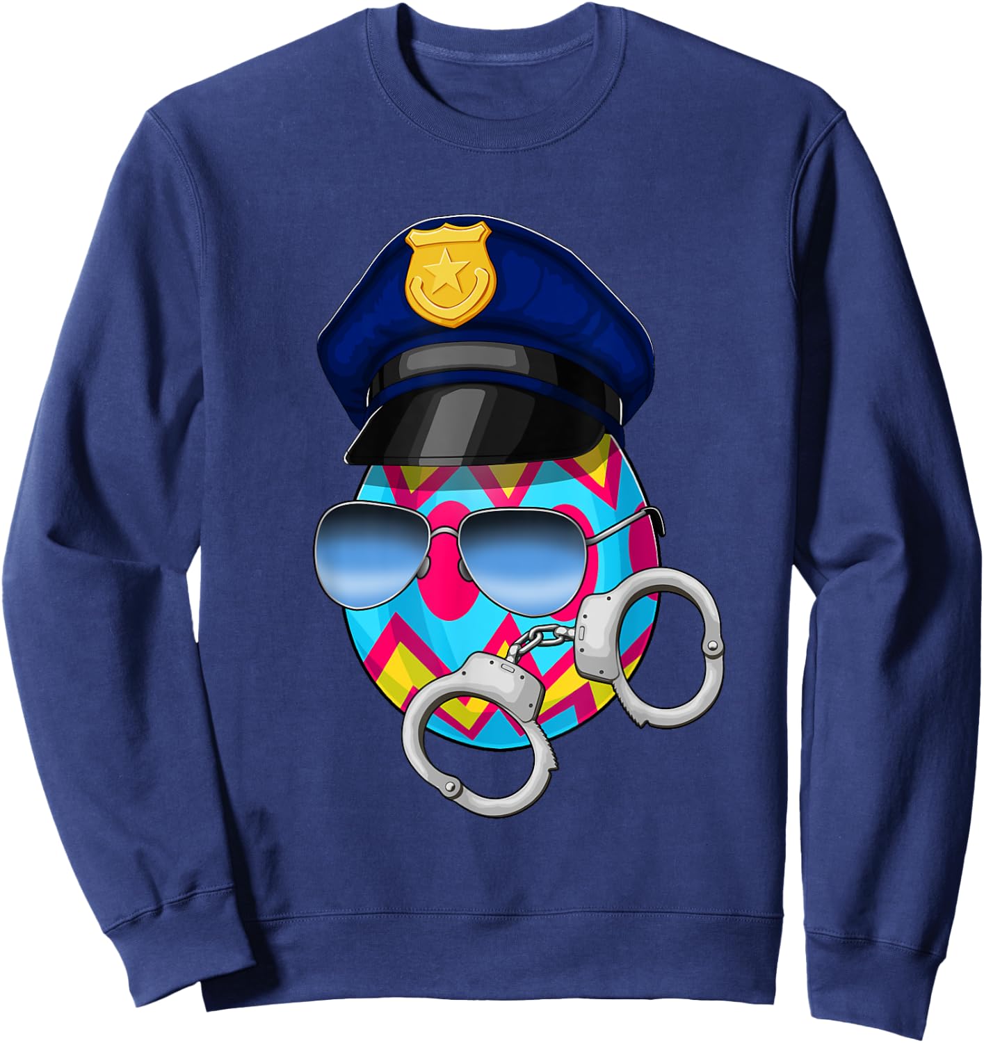 Easter Police Officer Basket Eggs T Shirt Men Women Kids Sweatshirt - Sweatshirt | Navy