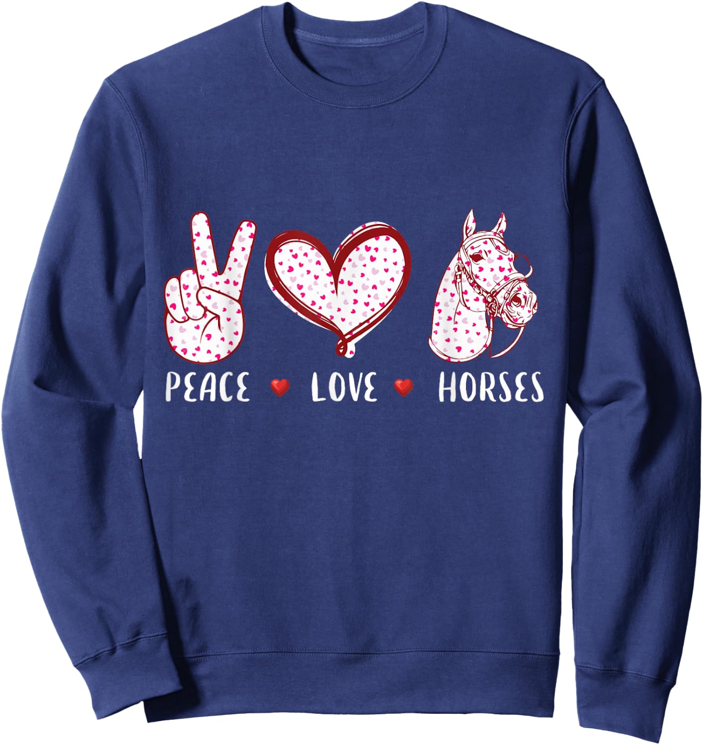 peace love horses women gifts Horseback Riding Horse Sweatshirt - Sweatshirt | Navy