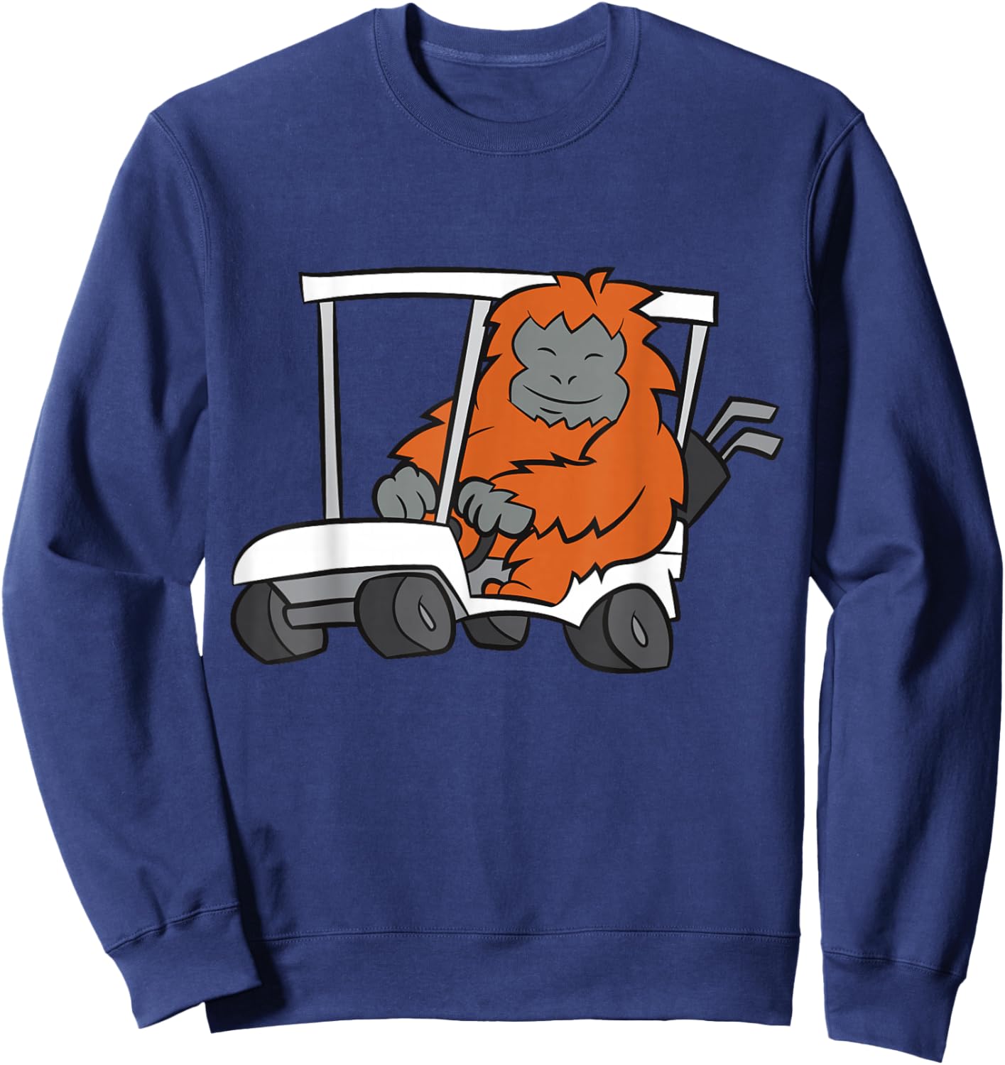 Orangutan Driving Golf Cart Meme Funny Orangutan Monkey Sweatshirt - Sweatshirt | Navy